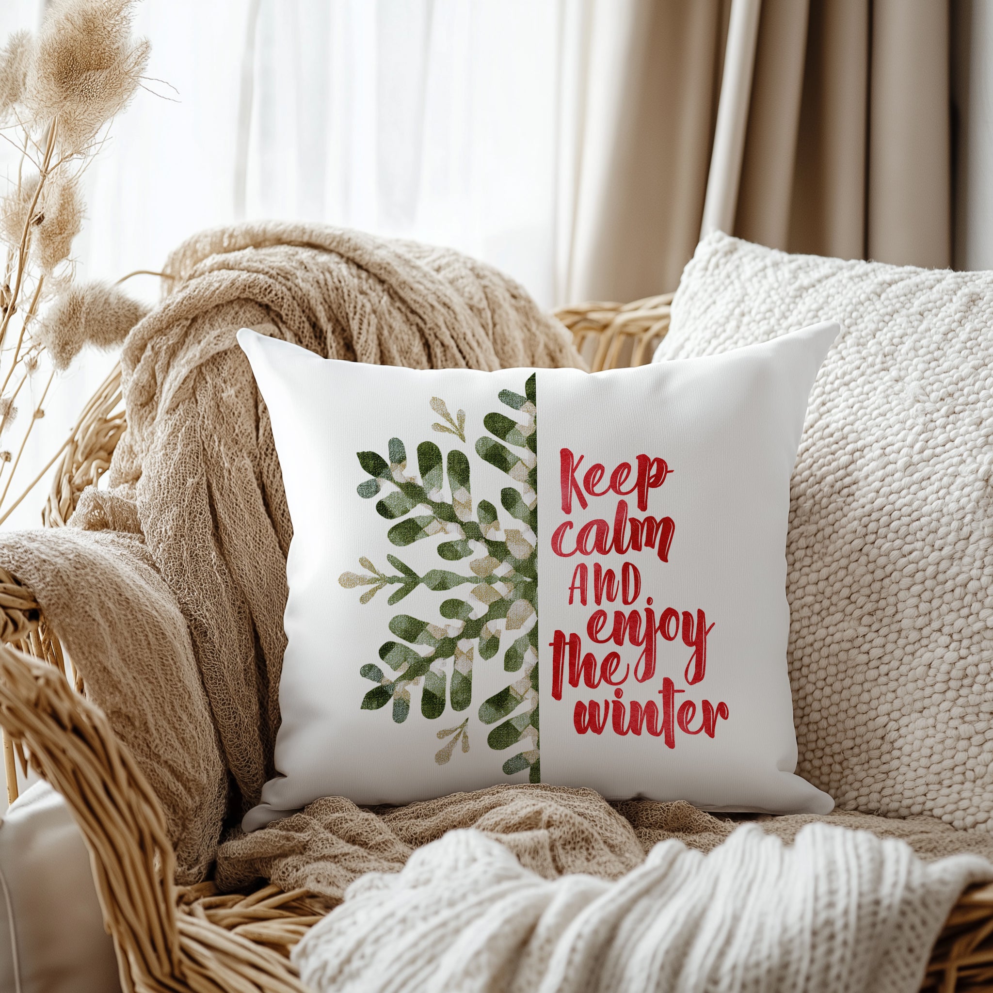 Evmila Yeni Yıl Desenli Kırlent Kılıfı