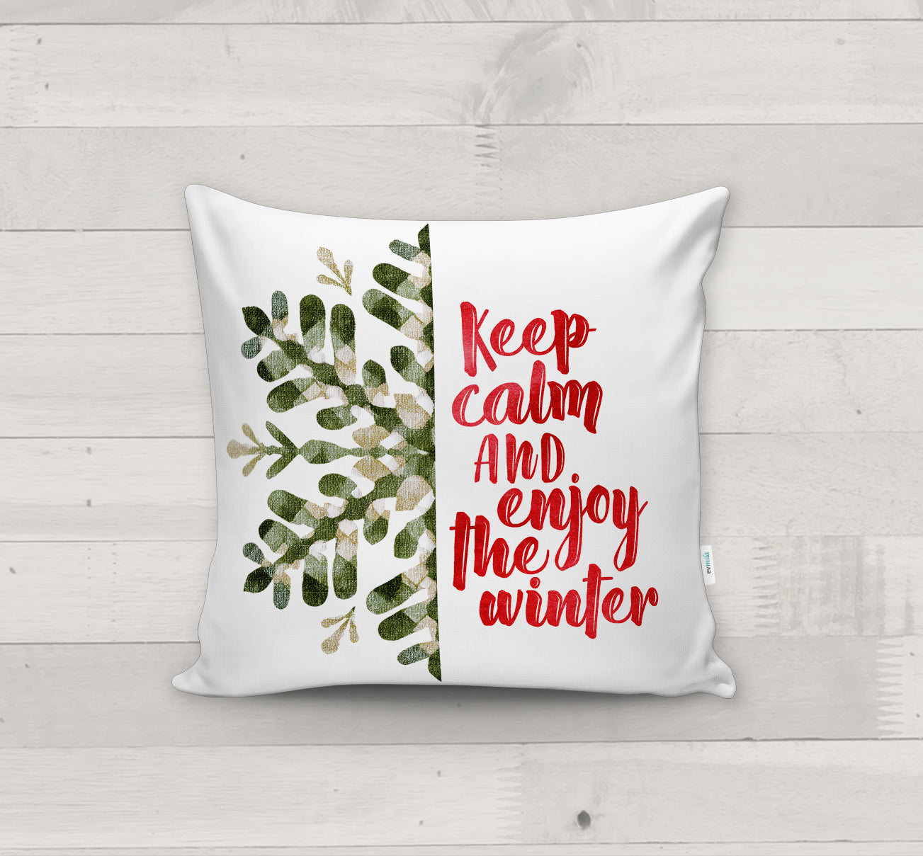 Evmila Yeni Yıl Desenli Kırlent Kılıfı