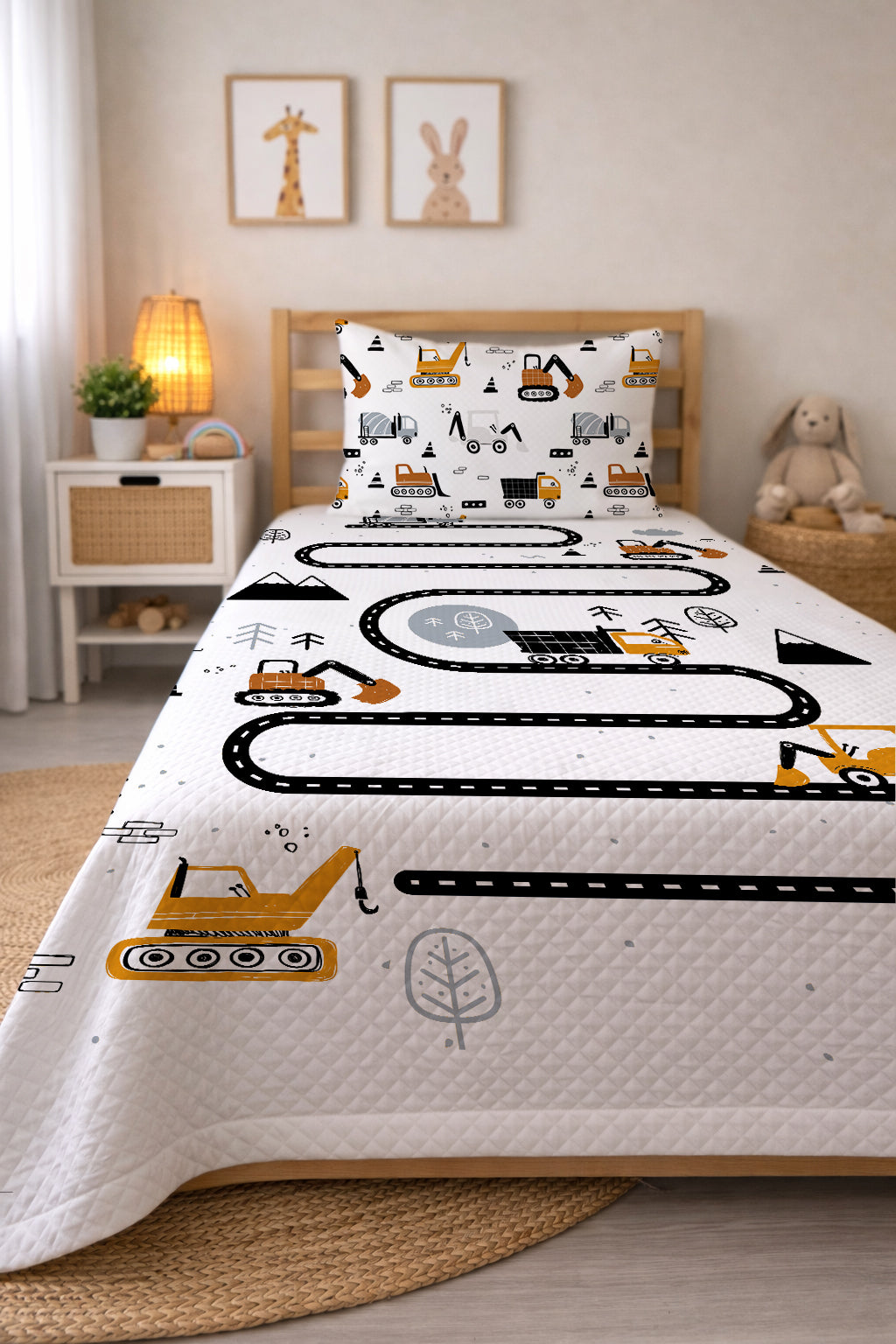 Evmila İş Makineli Yol  Desenli Pike