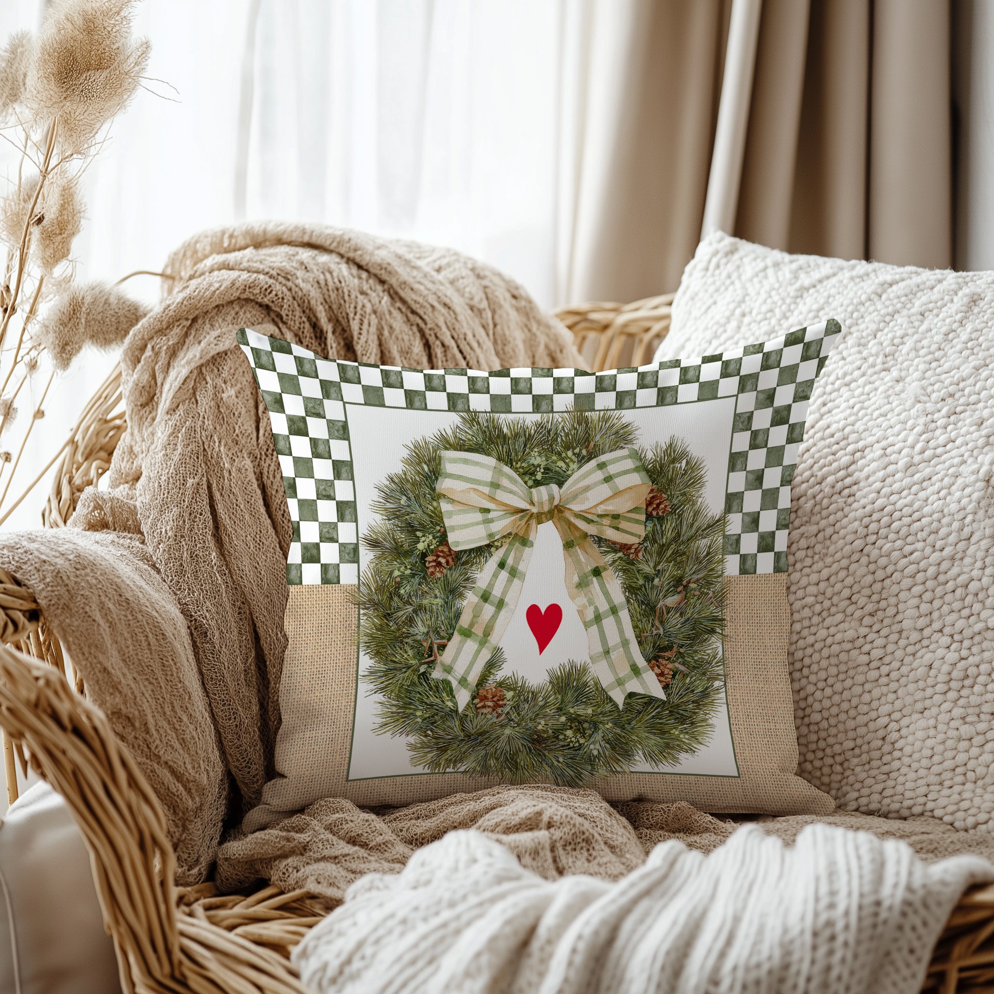 Evmila Yeni Yıl Desenli Kırlent Kılıfı