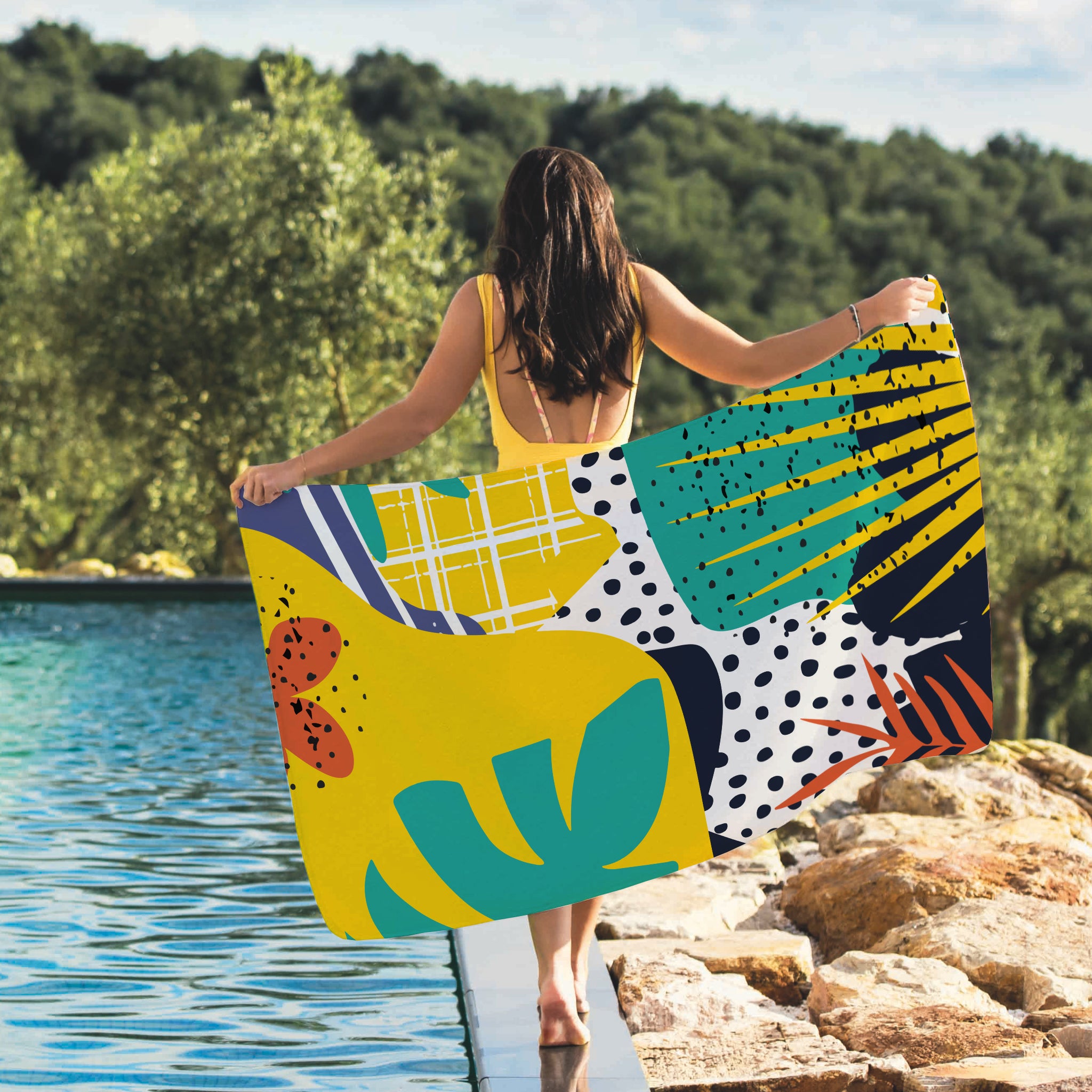 Evmila Tropical Desenli Plaj Havlusu Model