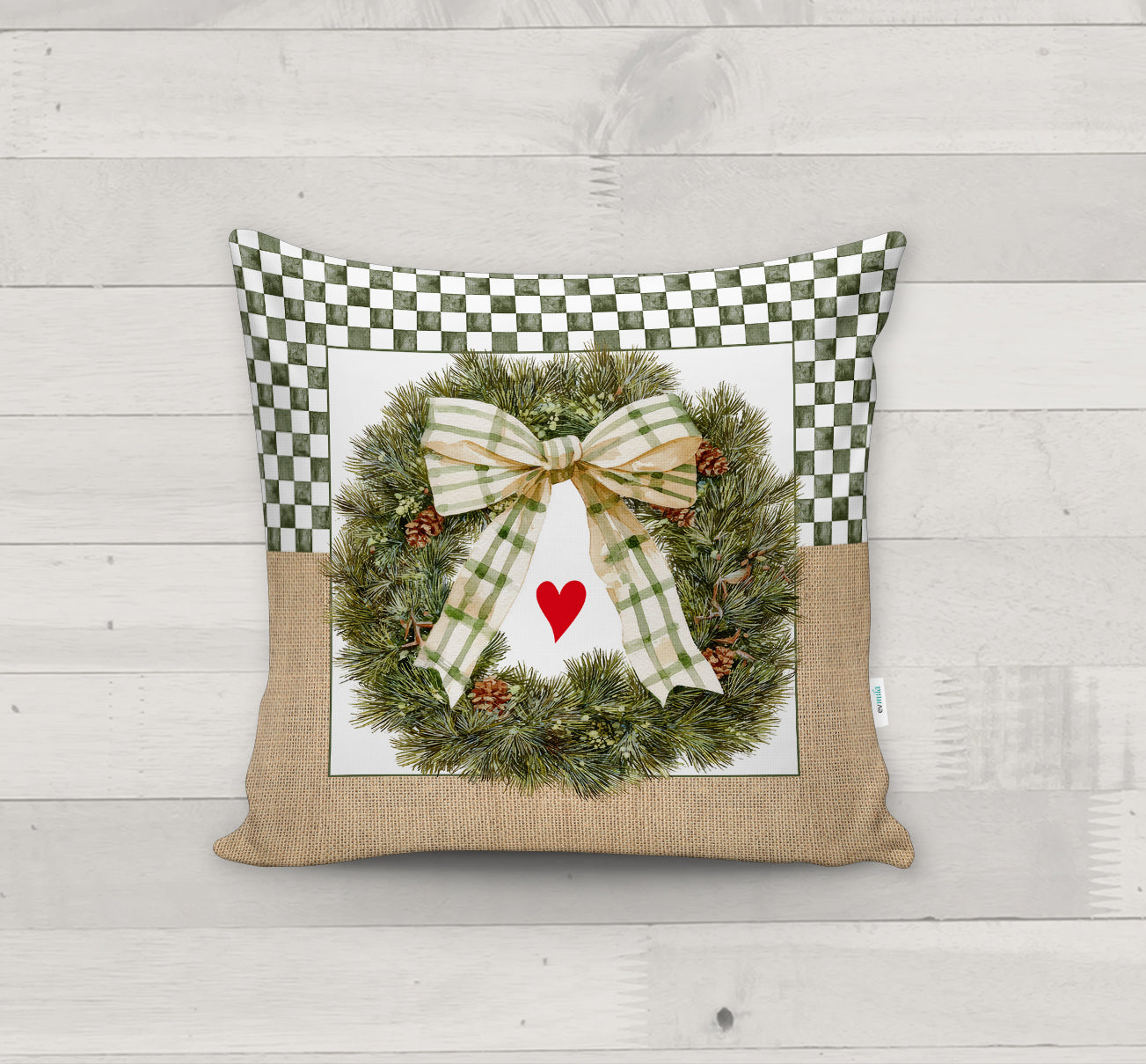 Evmila Yeni Yıl Desenli Kırlent Kılıfı