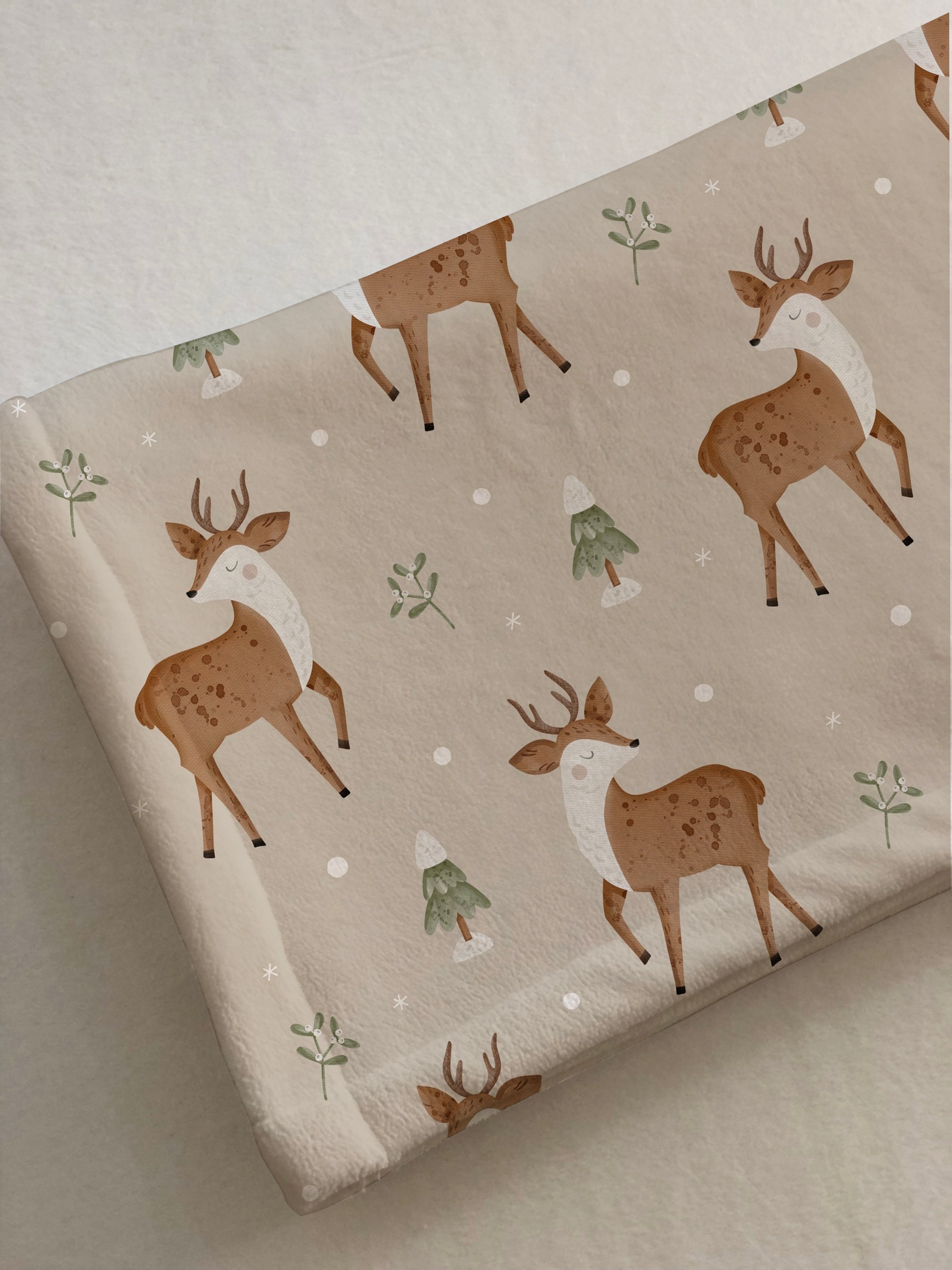 Evmila Minik Geyikler Desenli Tek Kişilik Battaniye