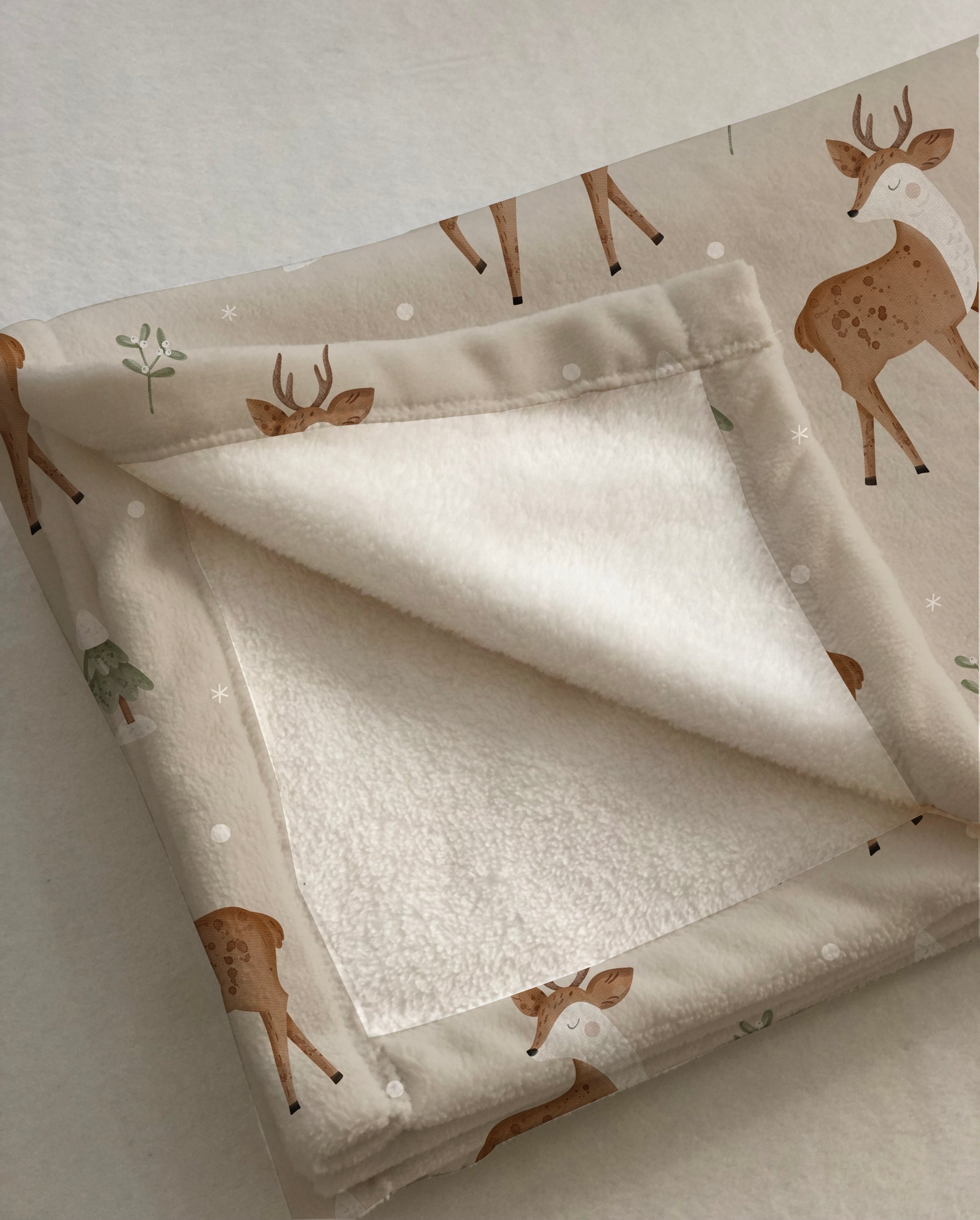 Evmila Minik Geyikler Desenli Tek Kişilik Battaniye