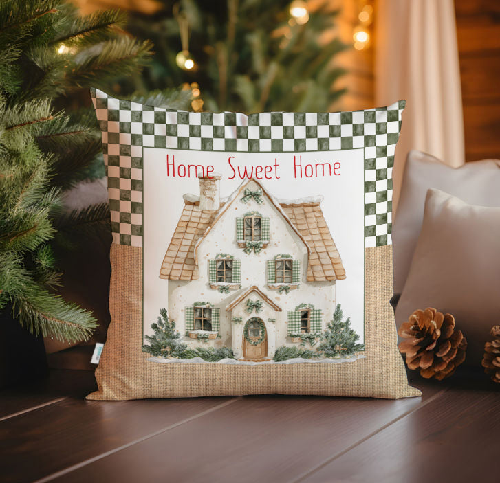 Evmila Yeni Yıl Desenli Kırlent Kılıfı