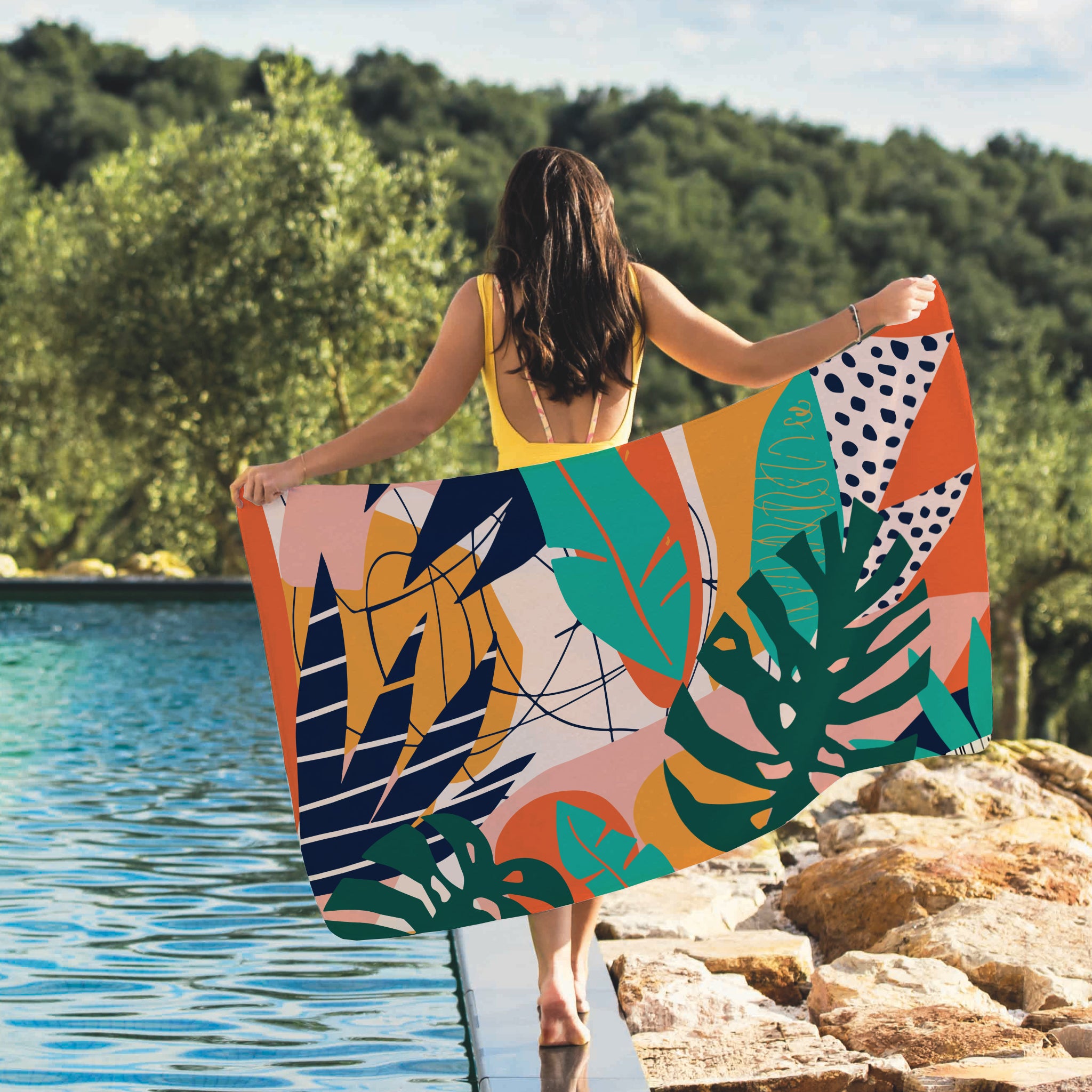 Evmila Tropical Desenli Plaj Havlusu Model