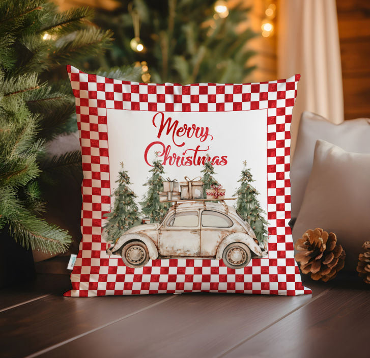 Evmila Yeni Yıl Desenli Kırlent Kılıfı