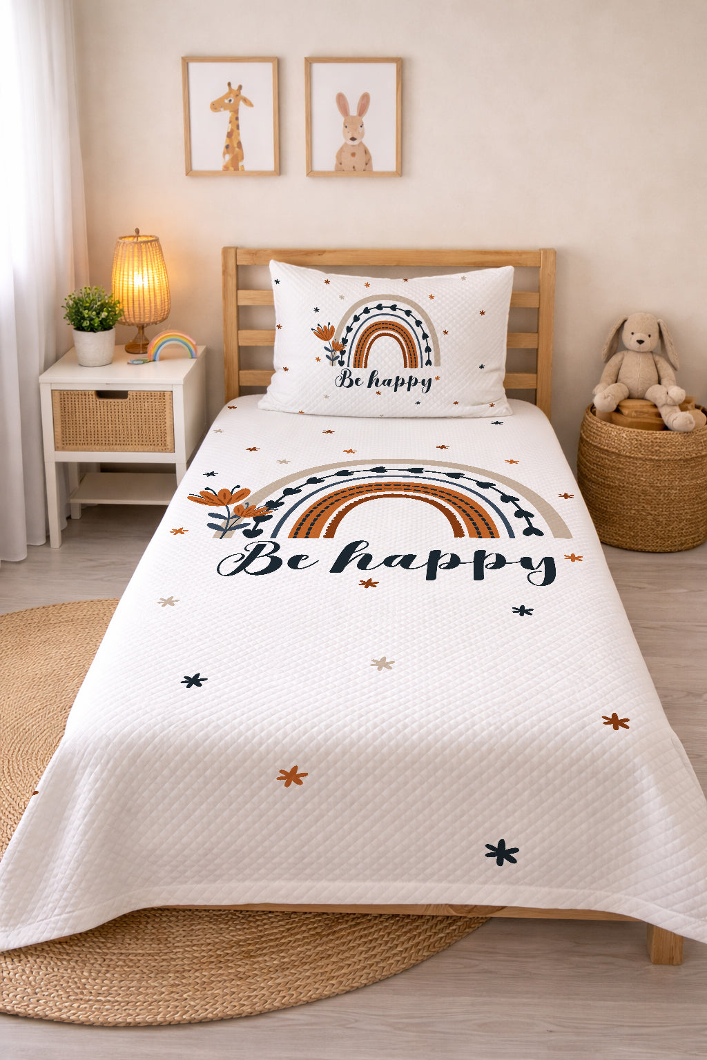 Evmila Be Happy Gökkuşağı Desenli Desenli Pike