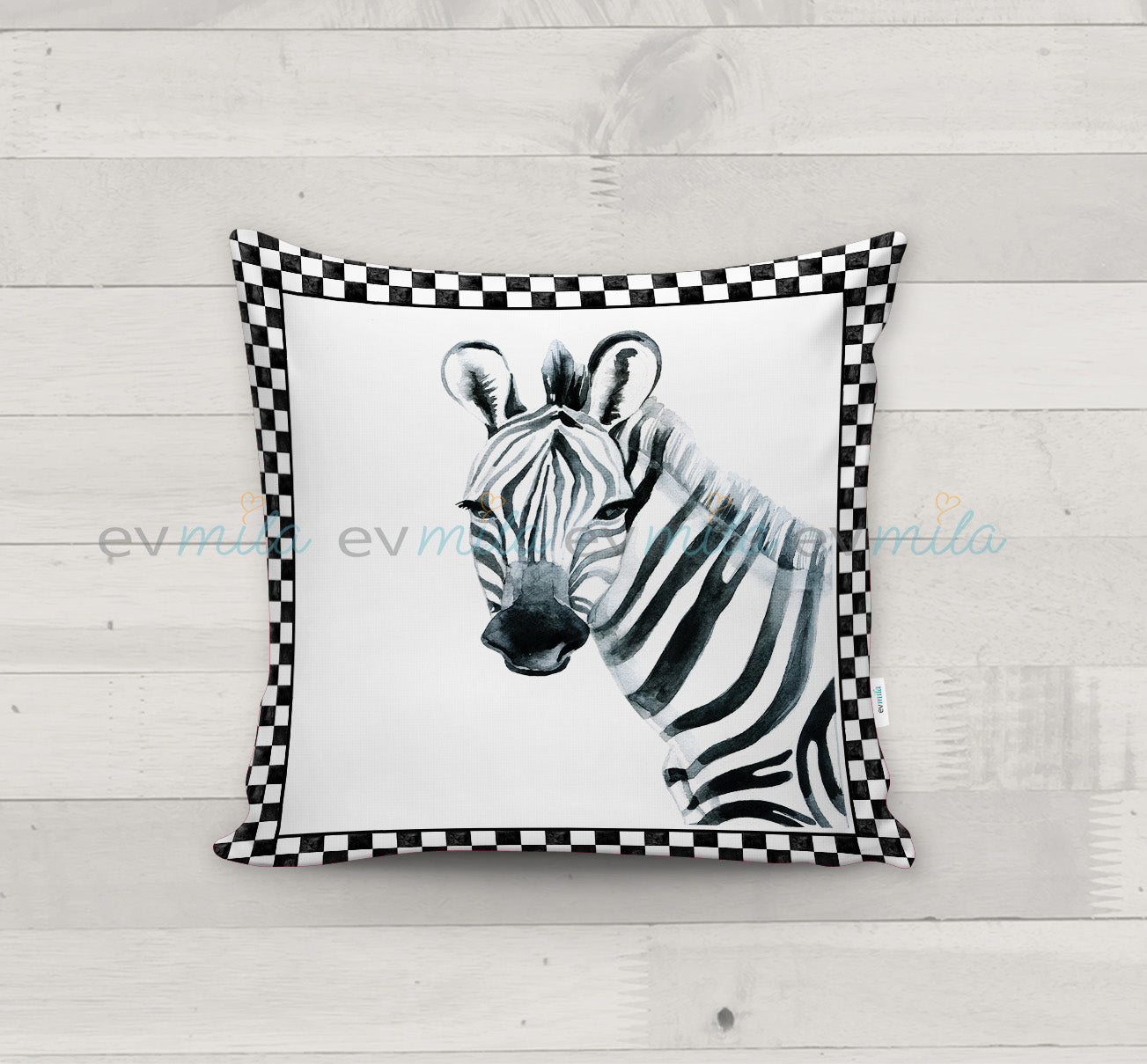 Evmila Zebra Desenli Kırlent Kılıfı