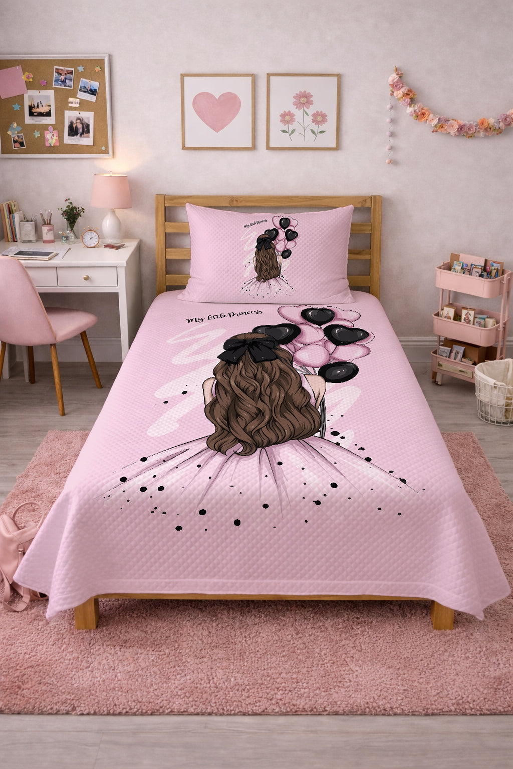 Evmila Prenses Kız Desenli Pike