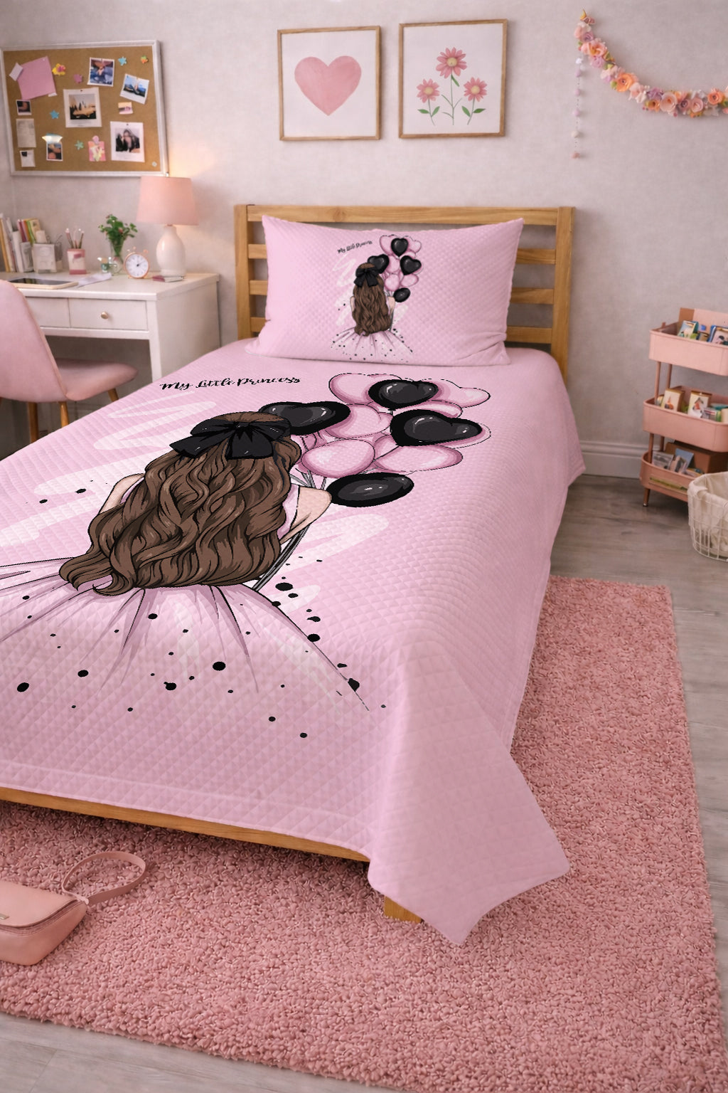 Evmila Prenses Kız Desenli Pike