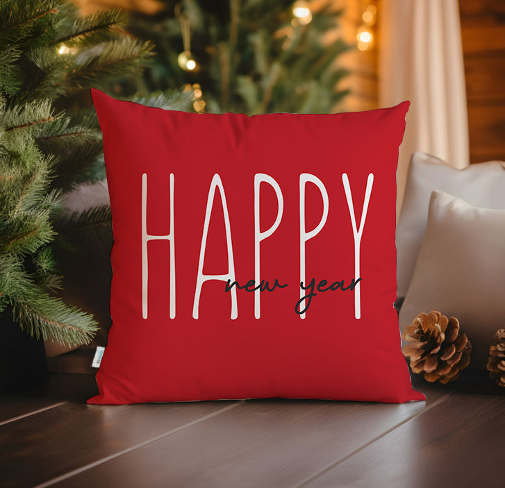 Evmila Yeni Yıl Desenli Kırlent Kılıfı