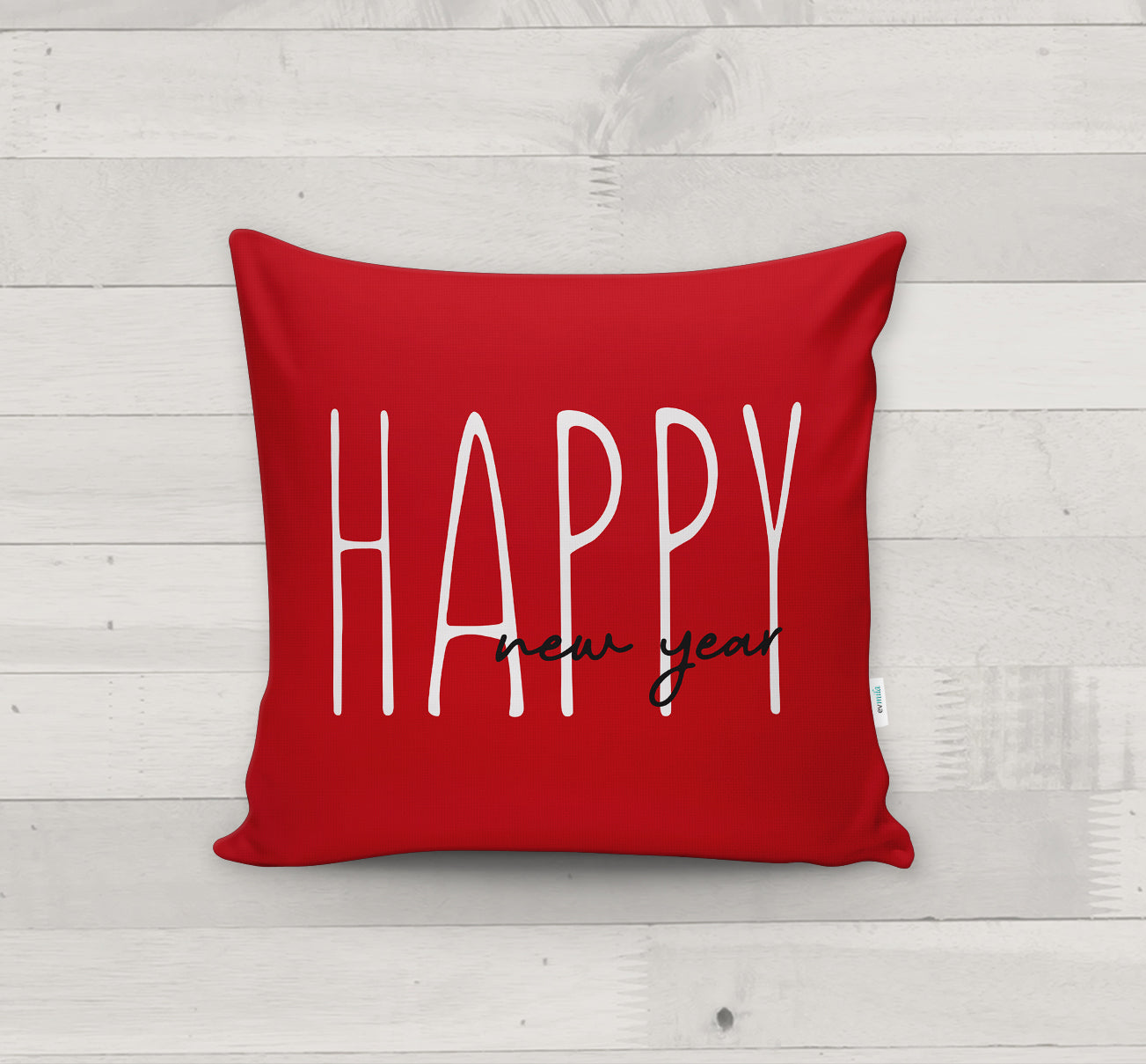 Evmila Yeni Yıl Desenli Kırlent Kılıfı