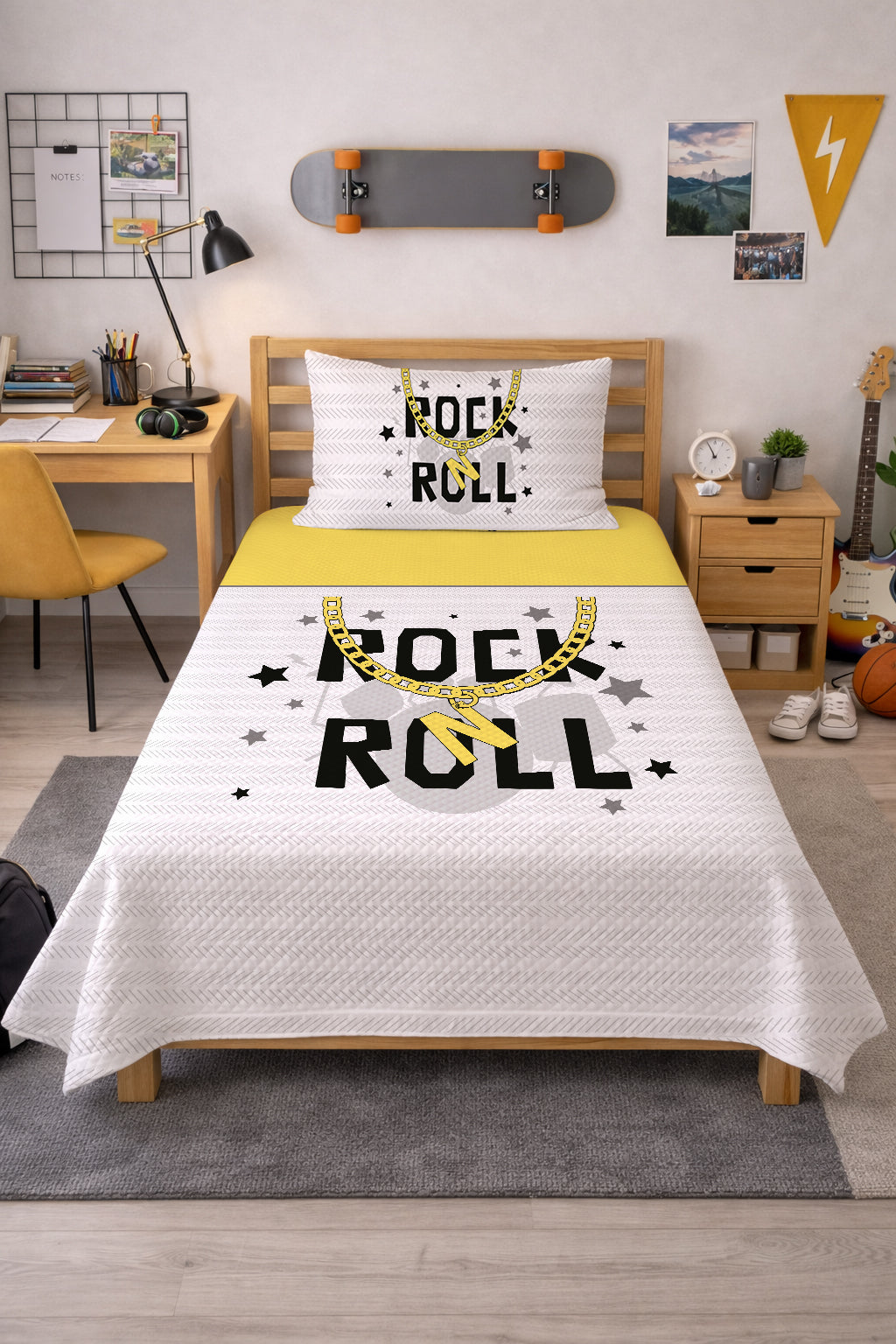 Evmila Rock Roll Yazı Desenli Pike
