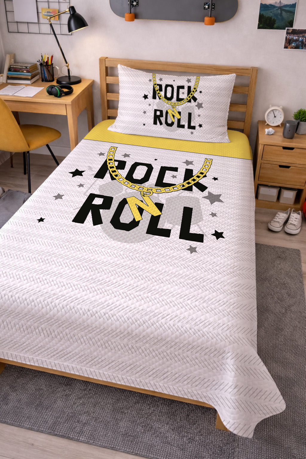 Evmila Rock Roll Yazı Desenli Pike