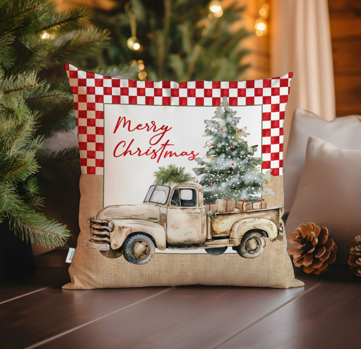 Evmila Yeni Yıl Desenli Kırlent Kılıfı