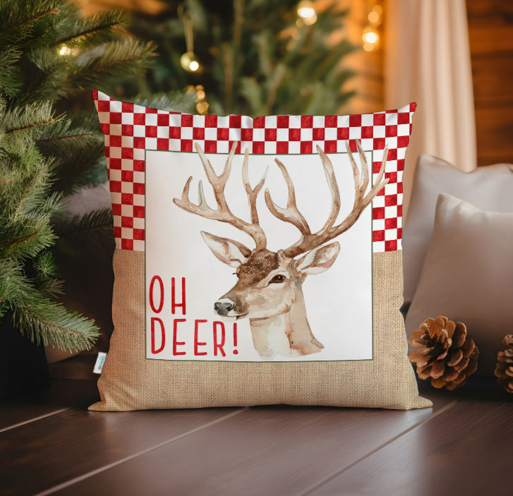 Evmila Yeni Yıl Desenli Kırlent Kılıfı