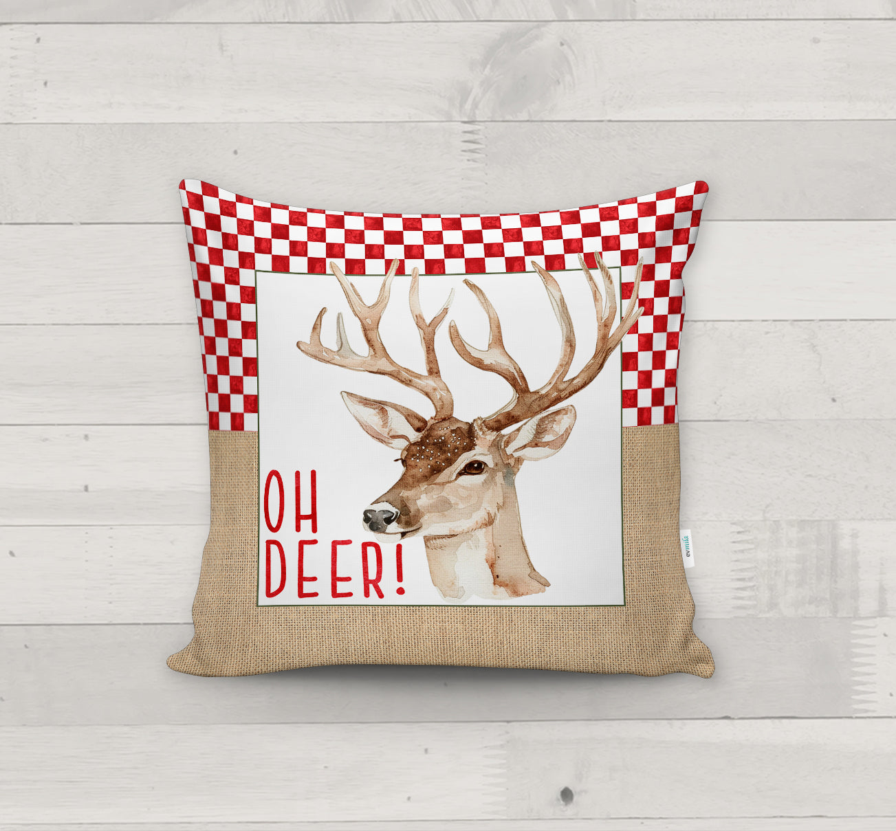 Evmila Yeni Yıl Desenli Kırlent Kılıfı