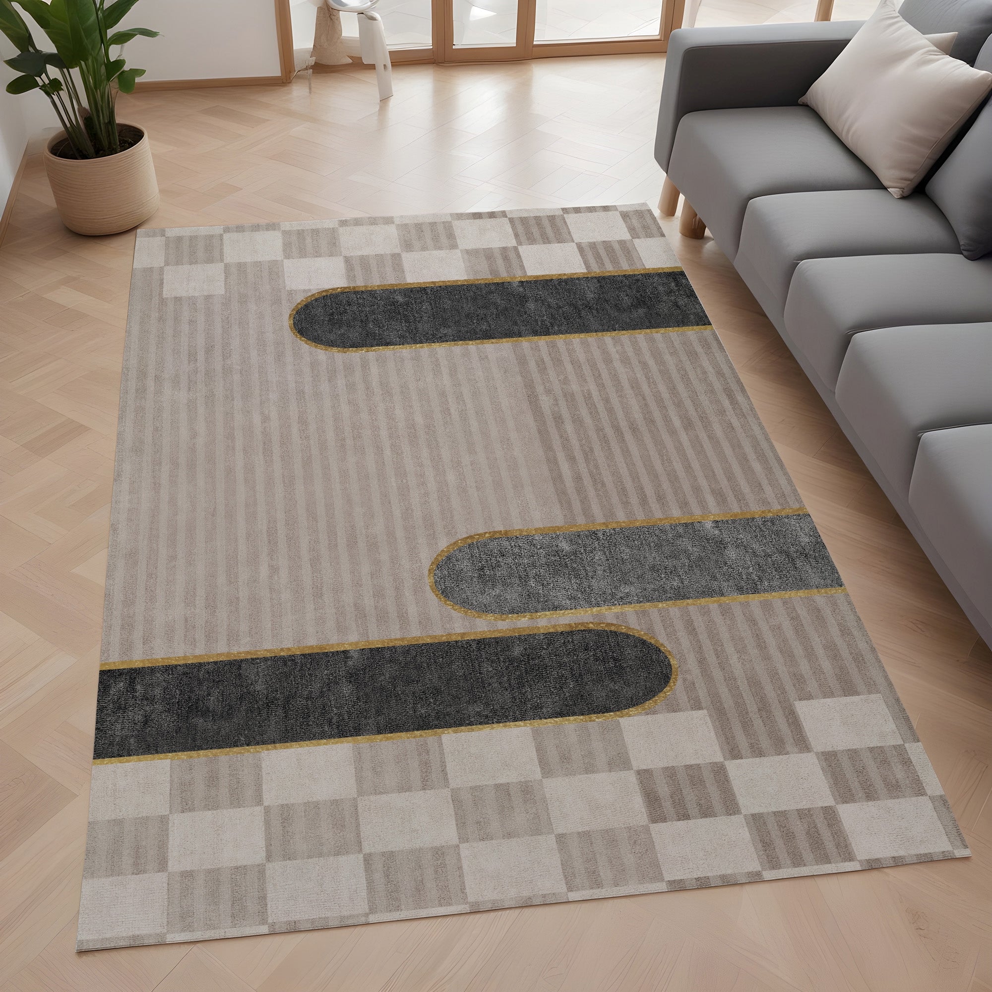 Evmila Geometrik Desenli Modern Halı