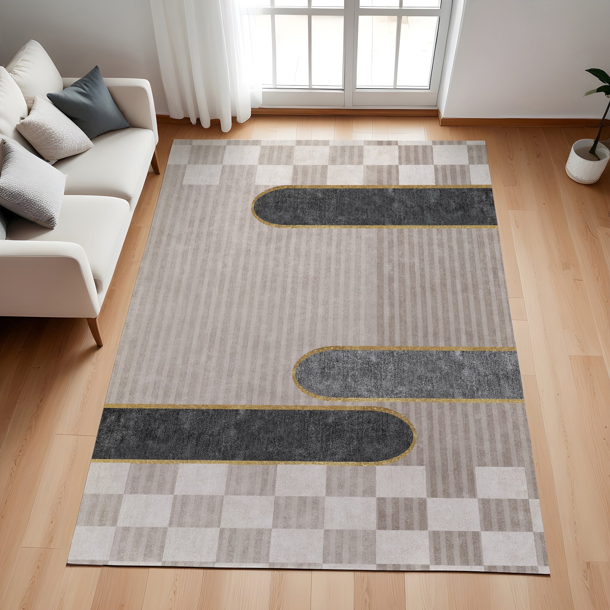 Evmila Geometrik Desenli Modern Halı