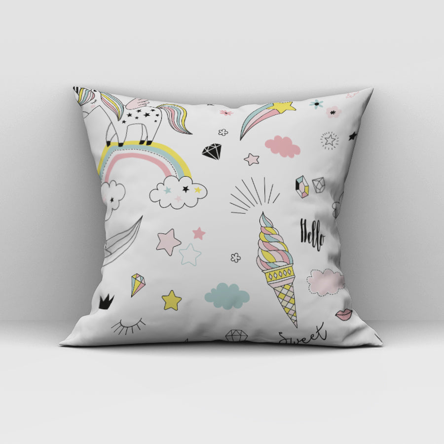 Evmila Unicorn Desenli Kırlent Kılıfı