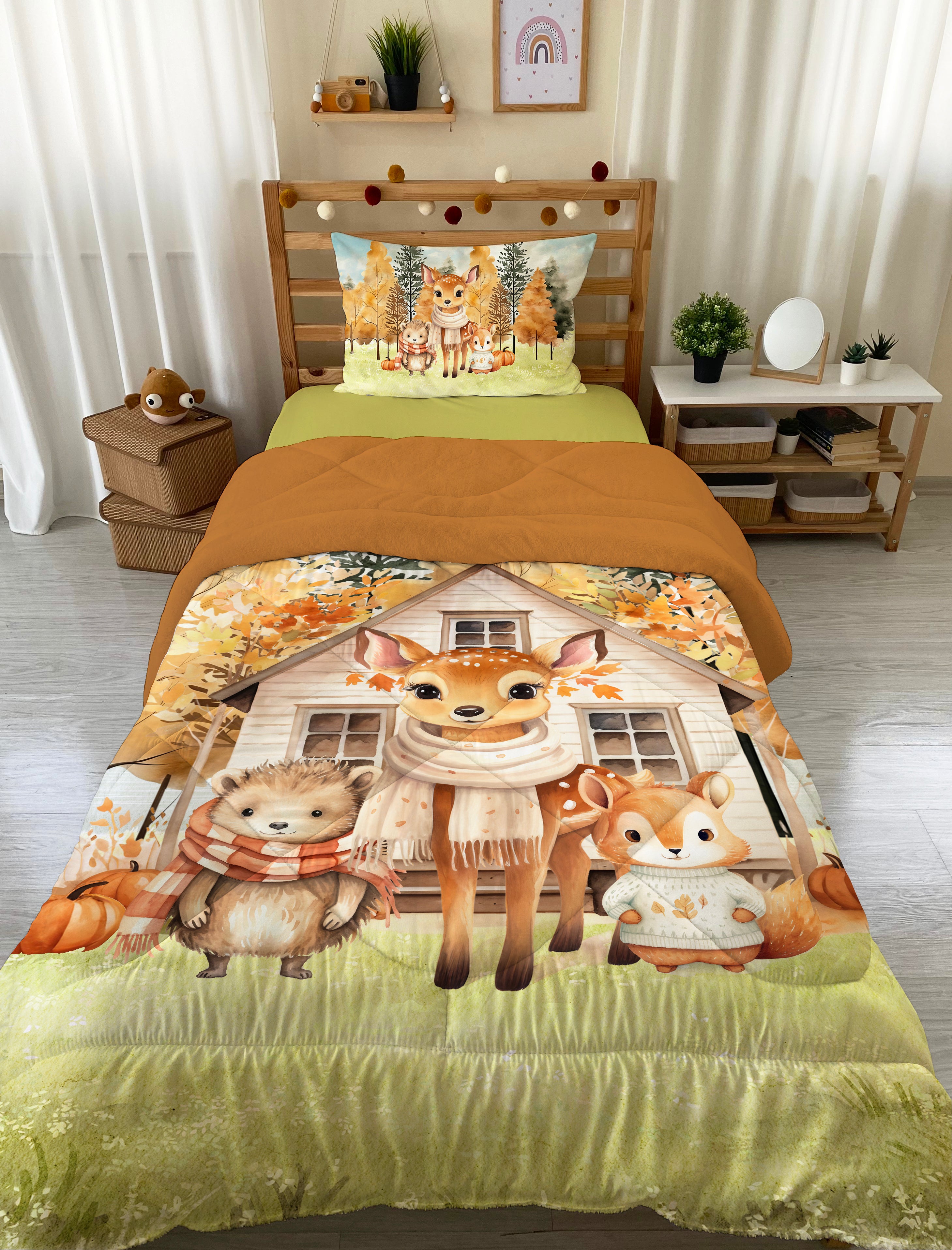 Evmila Cars and Road Patterned Plush Sleeping Set (Gray Plush)