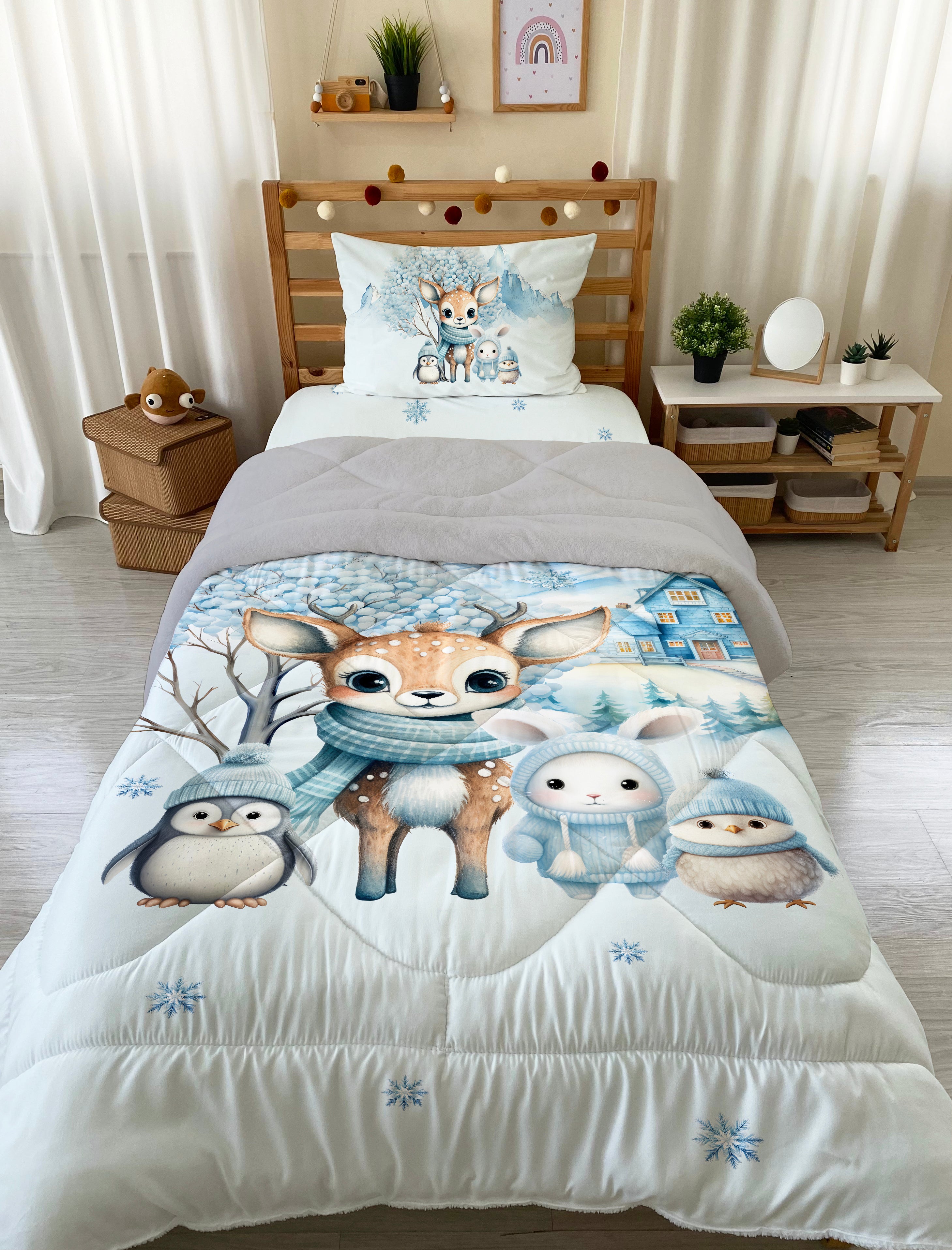 Evmila Cars and Road Patterned Plush Sleeping Set (Gray Plush)