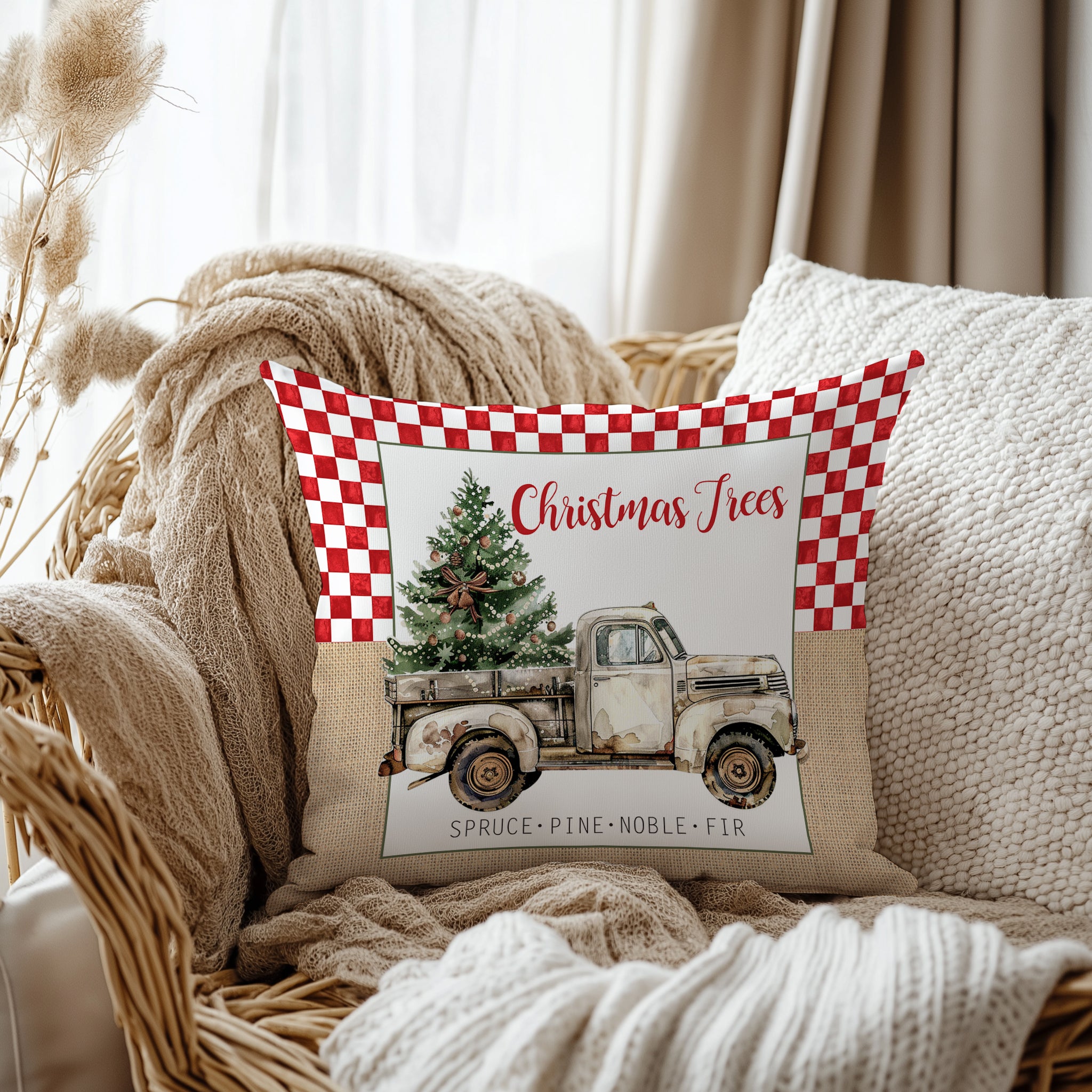 Evmila Yeni Yıl Desenli Kırlent Kılıfı