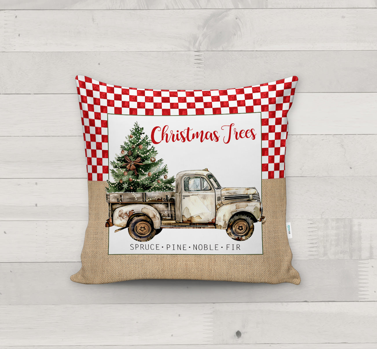 Evmila Yeni Yıl Desenli Kırlent Kılıfı