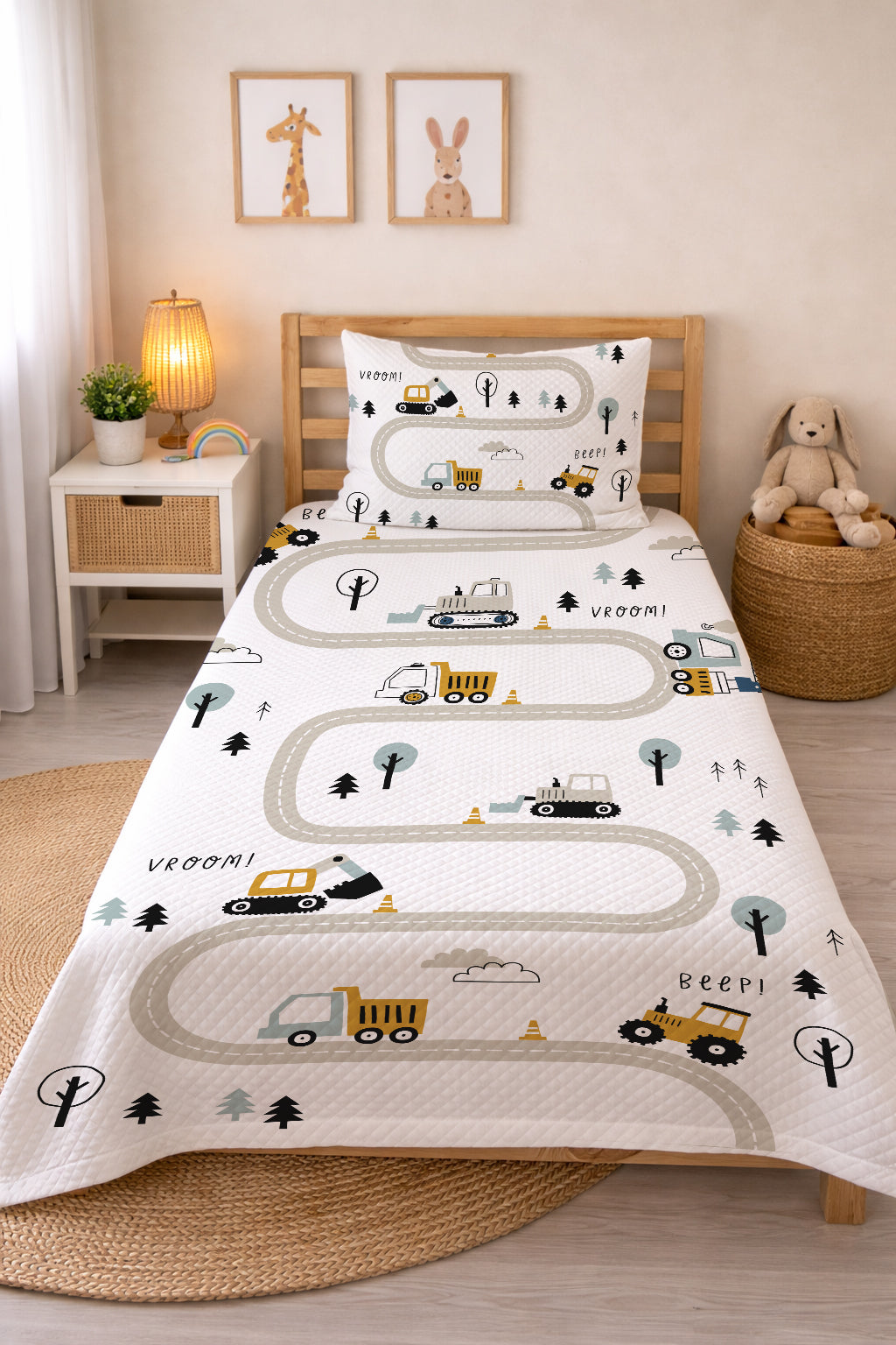 Evmila İş Makineli Yol  Desenli Pike