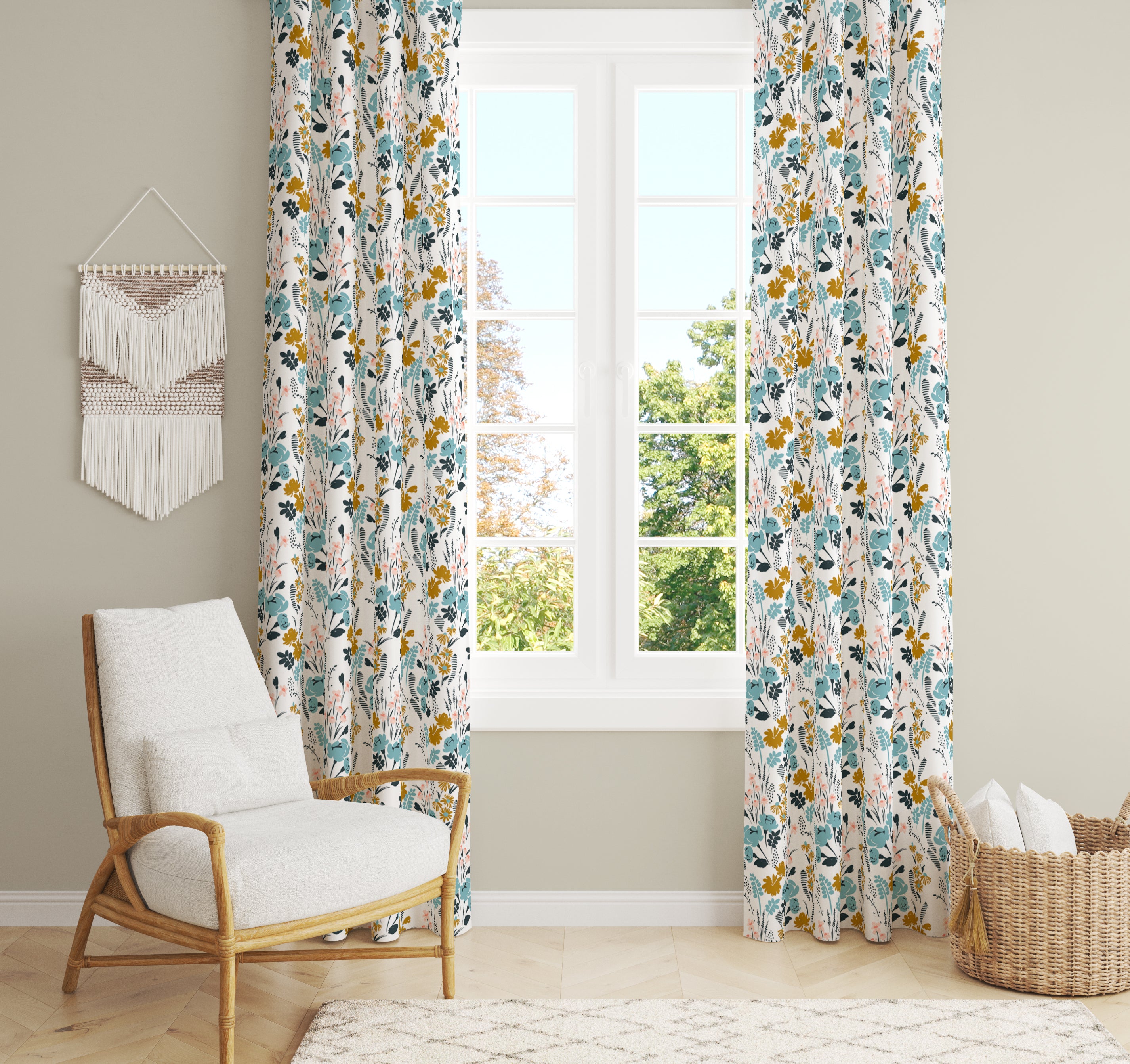 Evmila Minik Çiçek Desenli Fon Perde