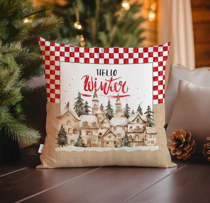 Evmila Yeni Yıl Desenli Kırlent Kılıfı