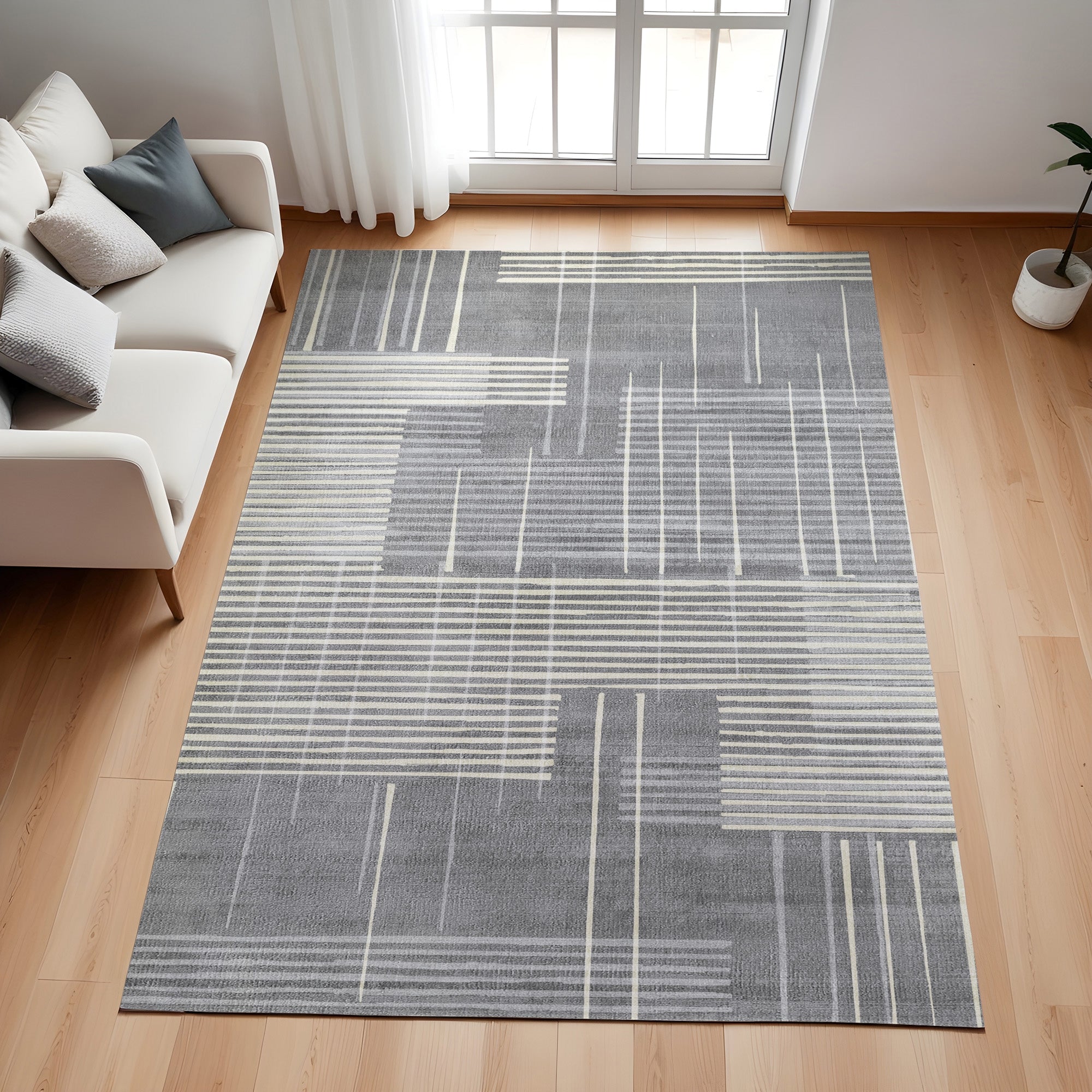 Evmila Eskitme Geometrik Desenli Modern Halı