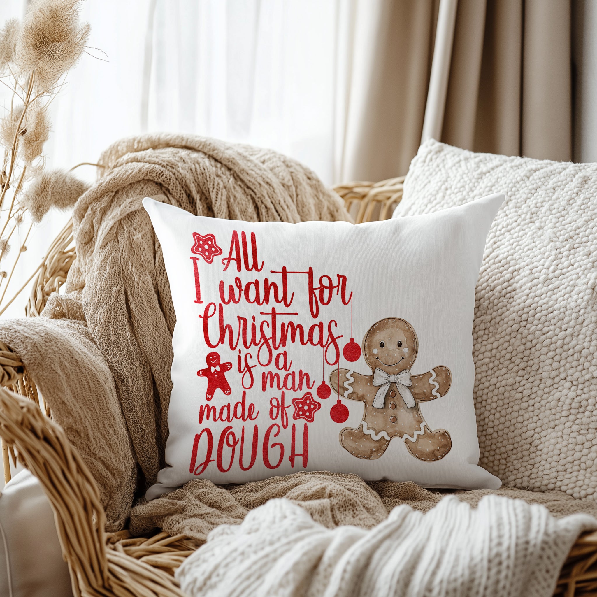 Evmila Yeni Yıl Desenli Kırlent Kılıfı