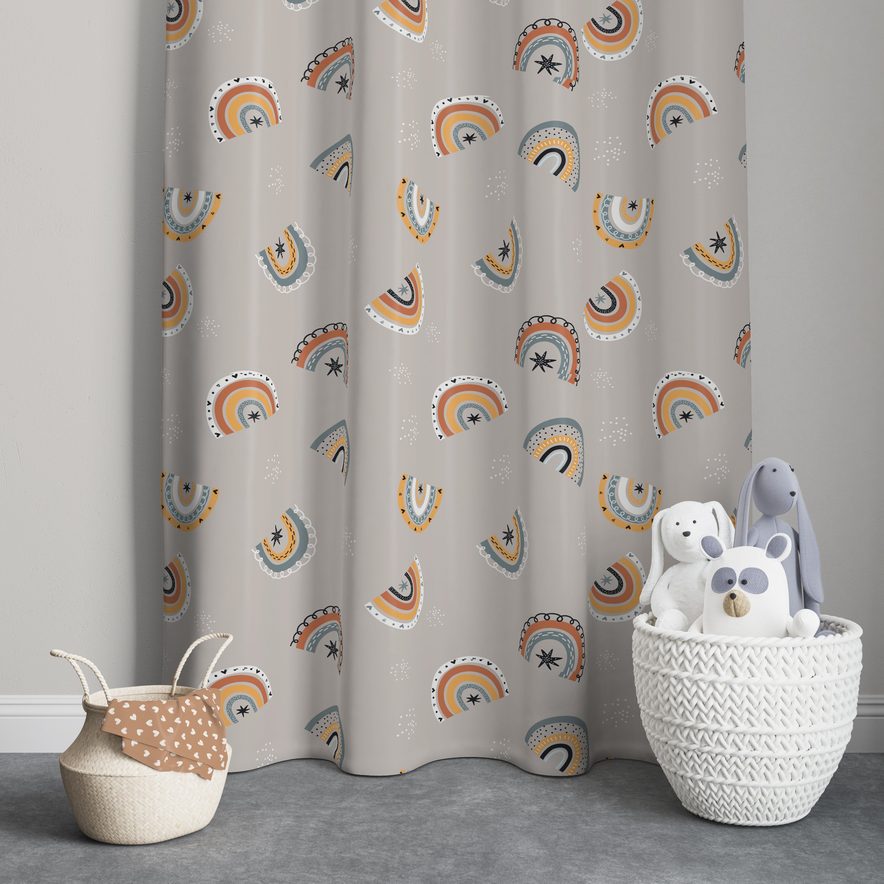 Evmila Gökkuşağı Desenli Fon Perde