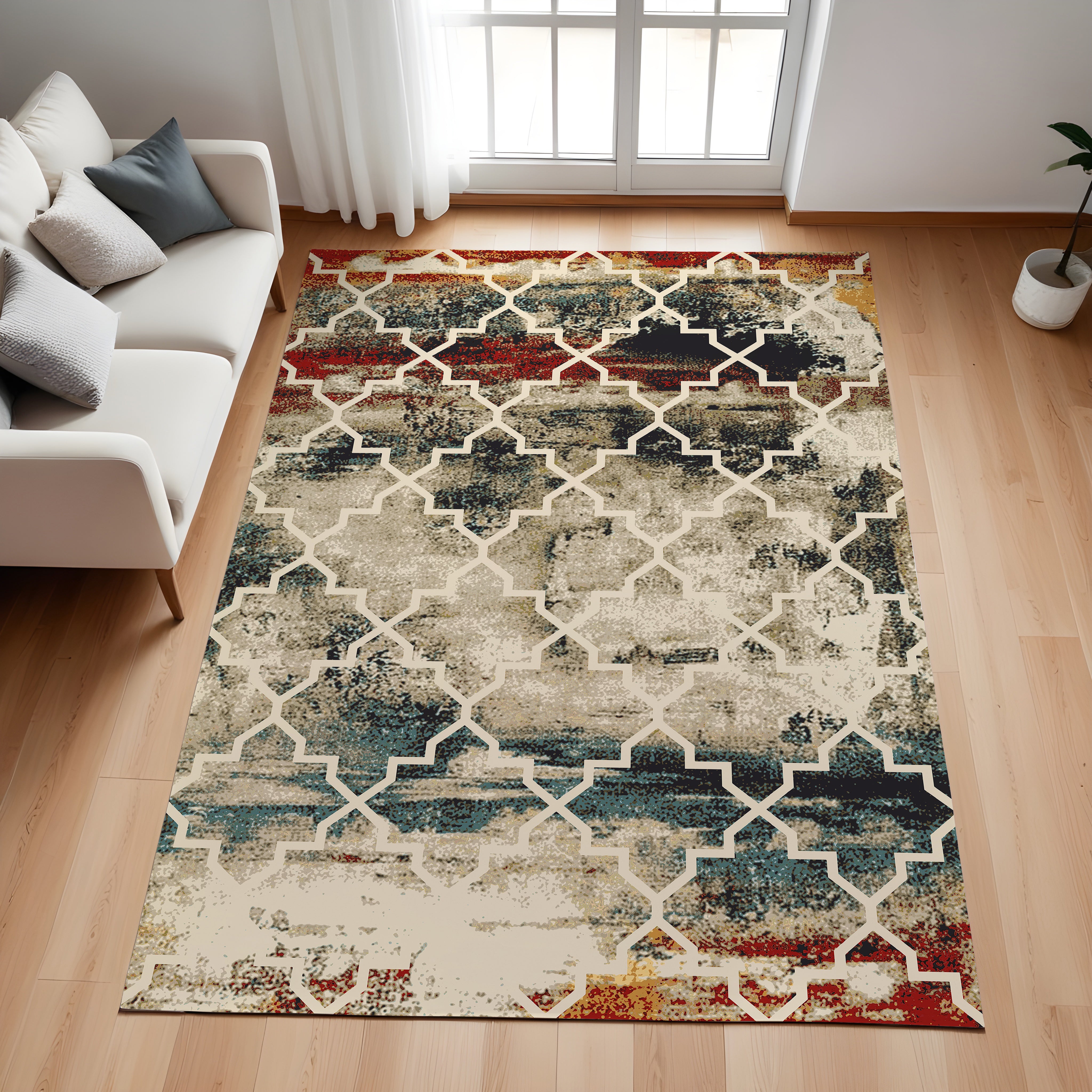 Evmila Geometrik Desenli Modern Halı