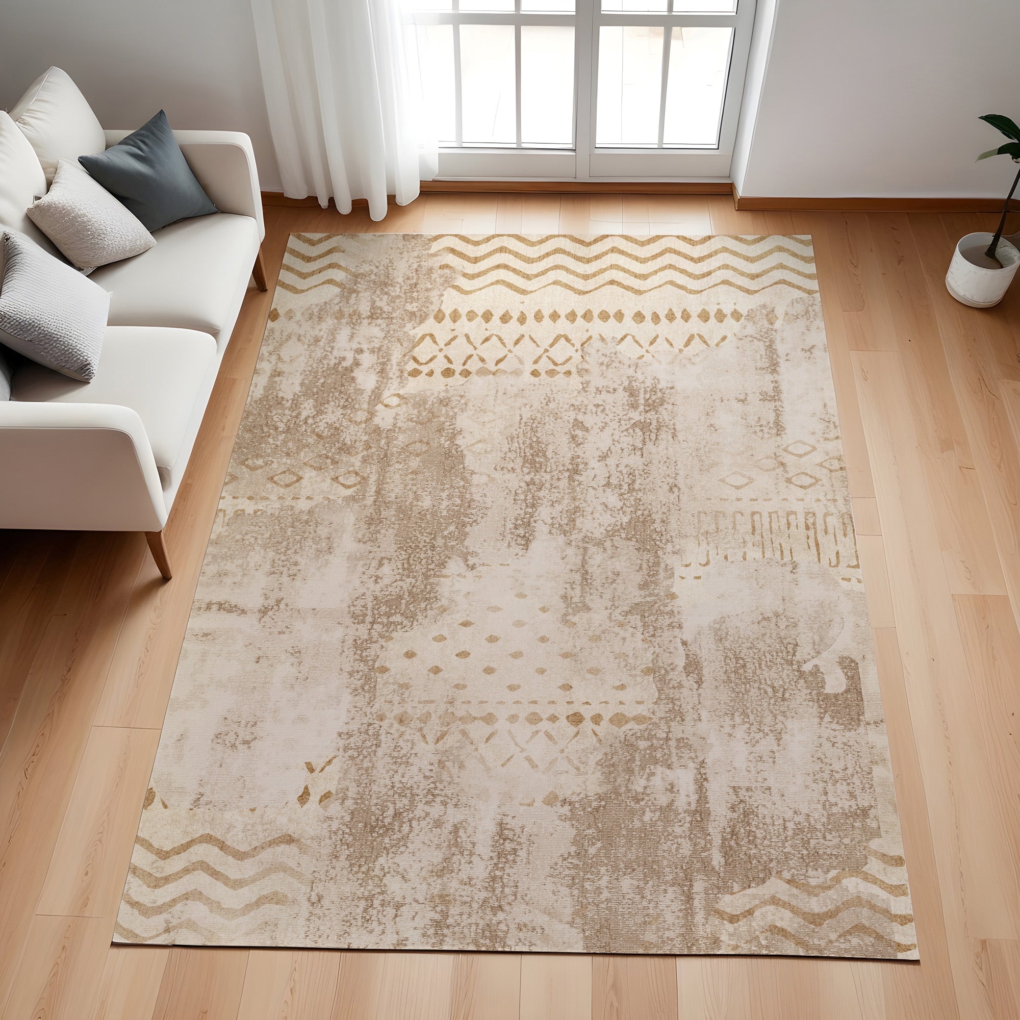 Evmila Eskitme Geometrik Desenli Modern Halı