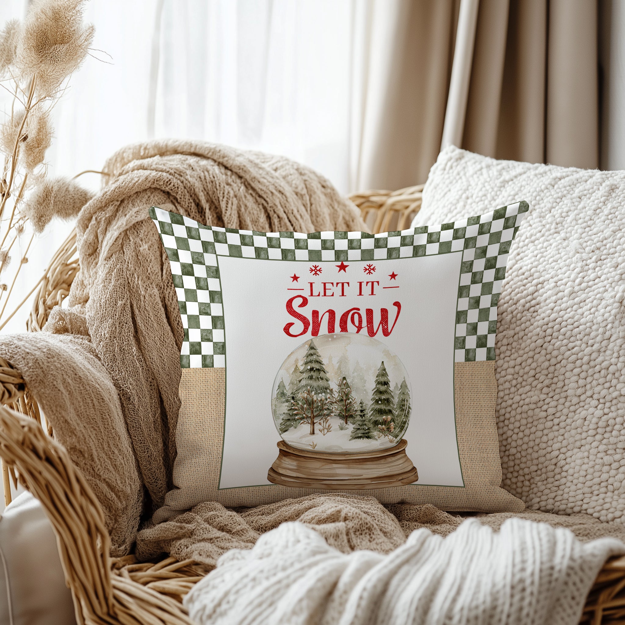 Evmila Yeni Yıl Desenli Kırlent Kılıfı