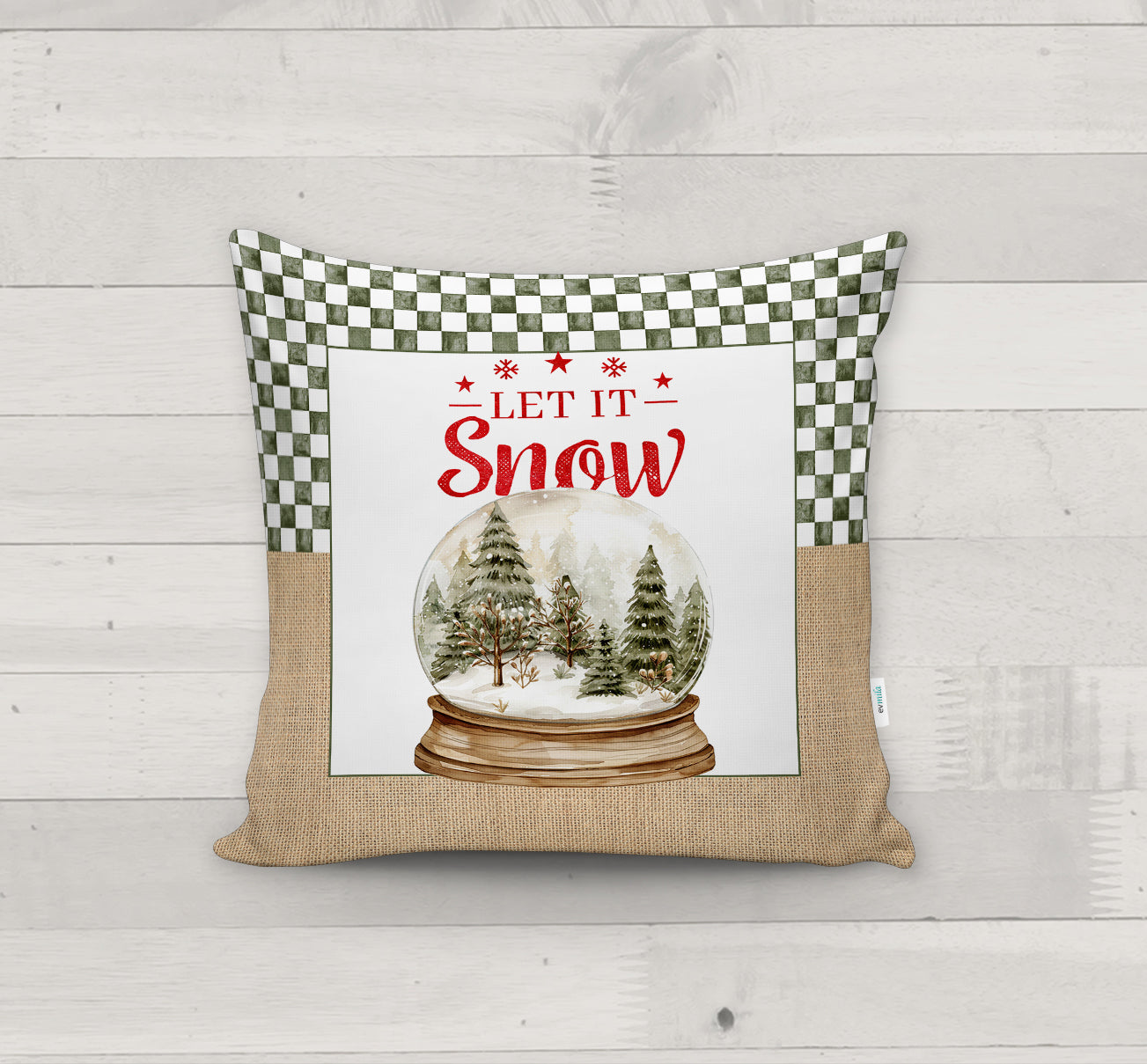 Evmila Yeni Yıl Desenli Kırlent Kılıfı