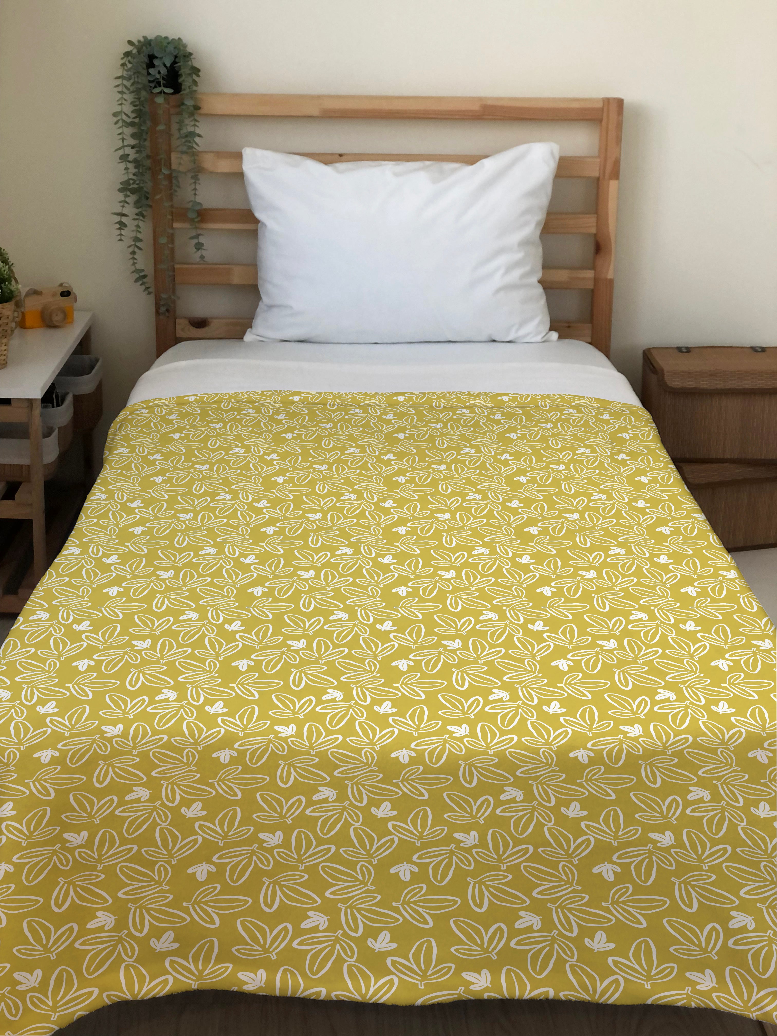 Evmila Minik Yapraklar Desenli Tek Kişilik Battaniye