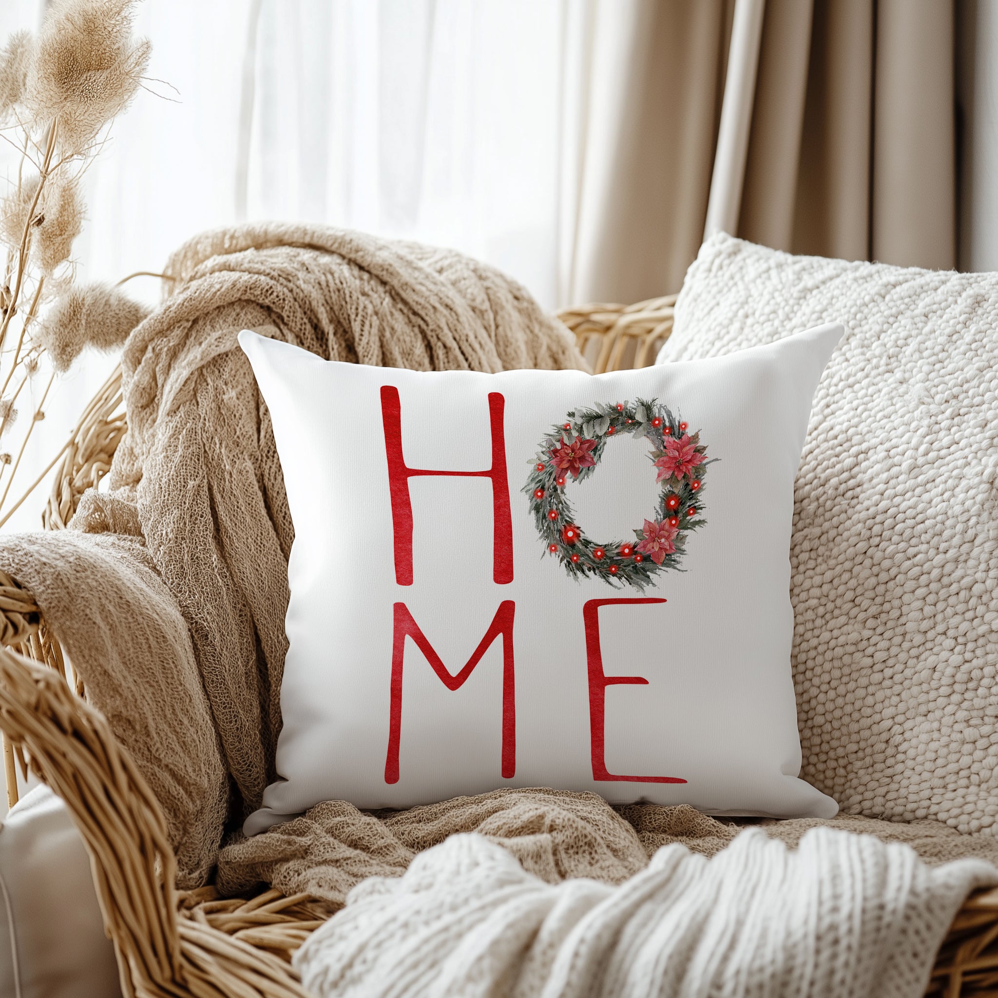 Evmila Yeni Yıl Desenli Kırlent Kılıfı