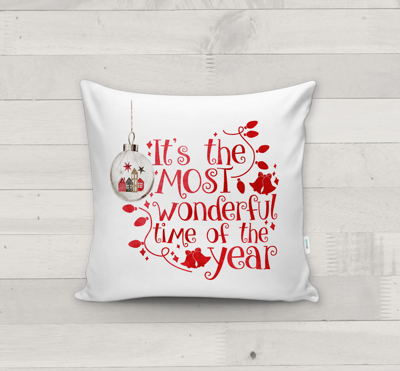 Evmila Yeni Yıl Desenli Kırlent Kılıfı