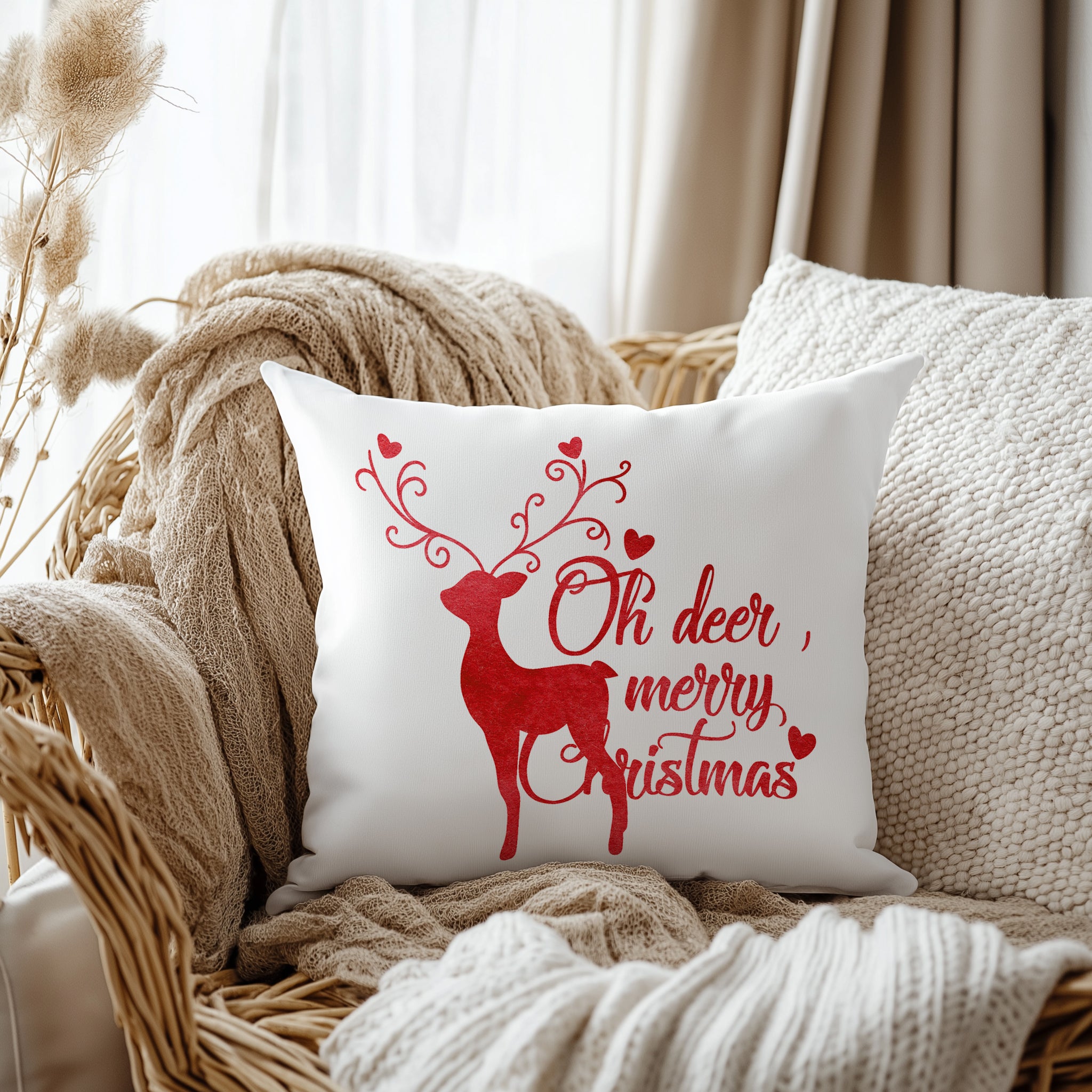 Evmila Yeni Yıl Desenli Kırlent Kılıfı