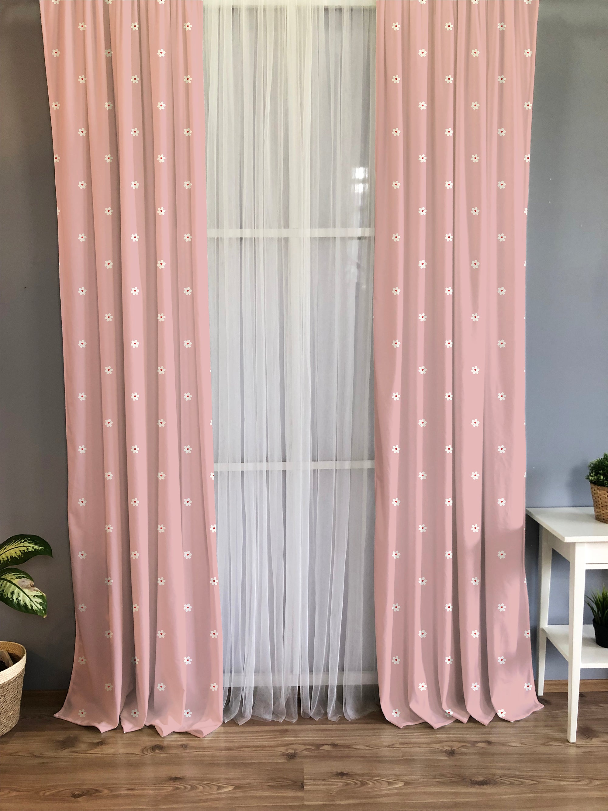 Evmila Minik Çiçek Desenli Fon Perde