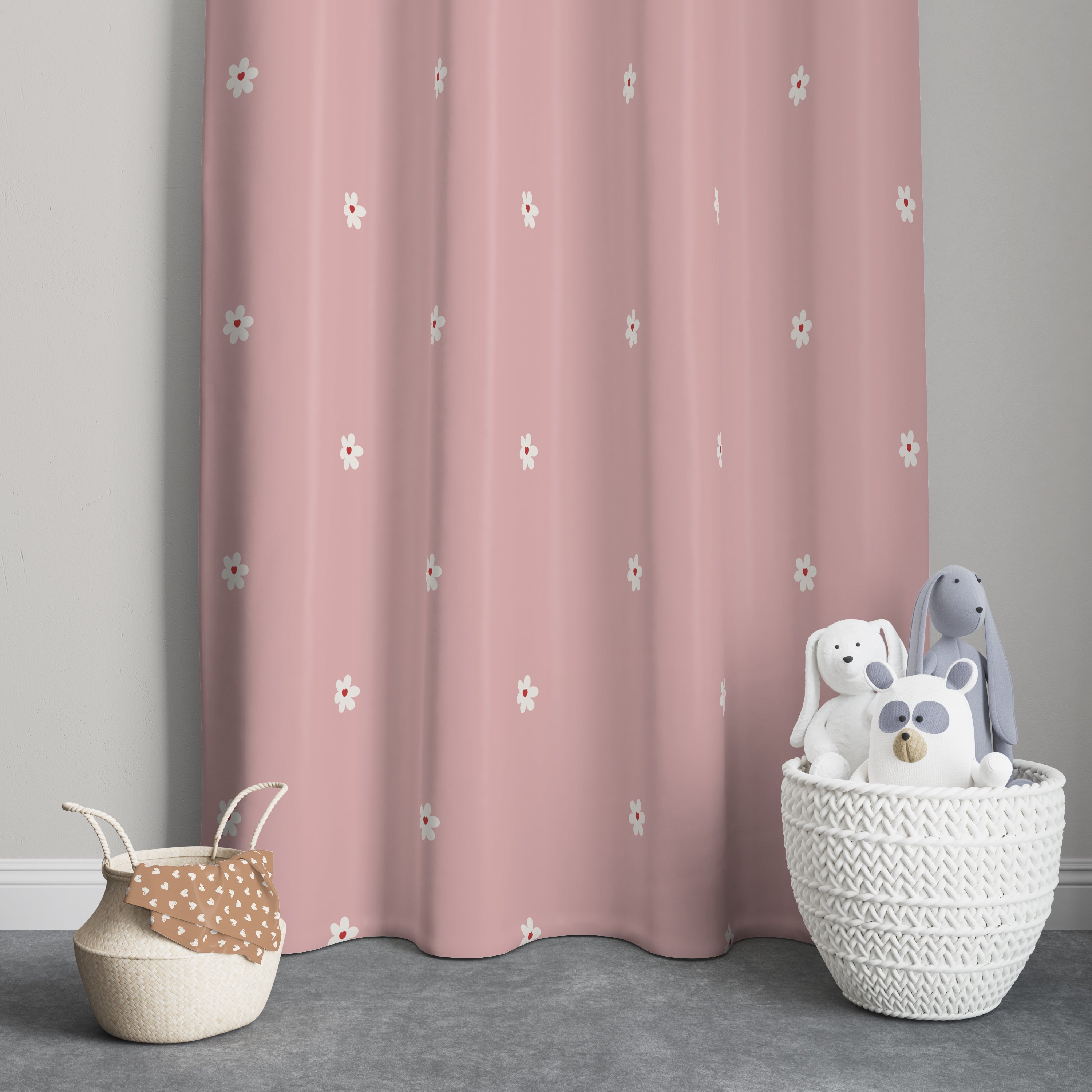 Evmila Minik Çiçek Desenli Fon Perde