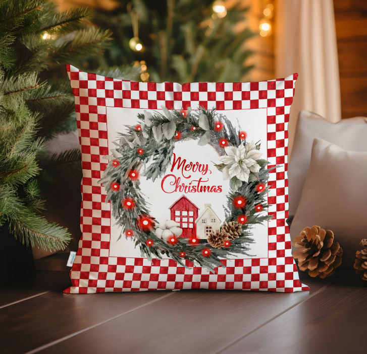 Evmila Yeni Yıl Desenli Kırlent Kılıfı