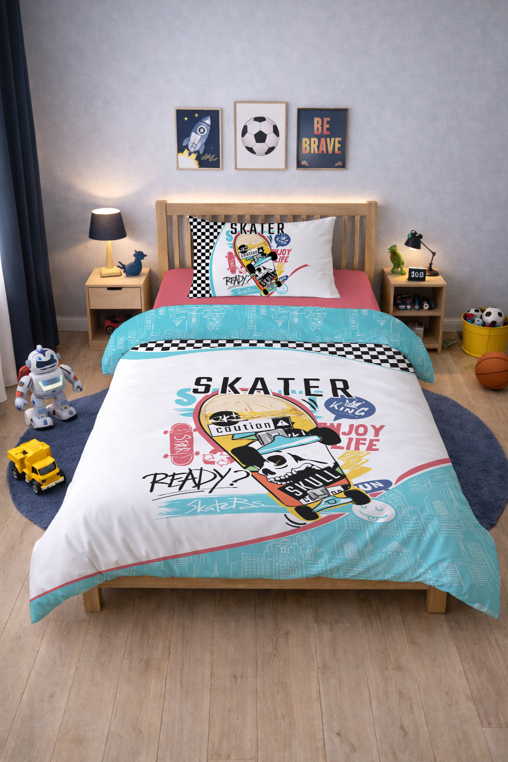 Evmila Astronaut Patterned Duvet Cover Set