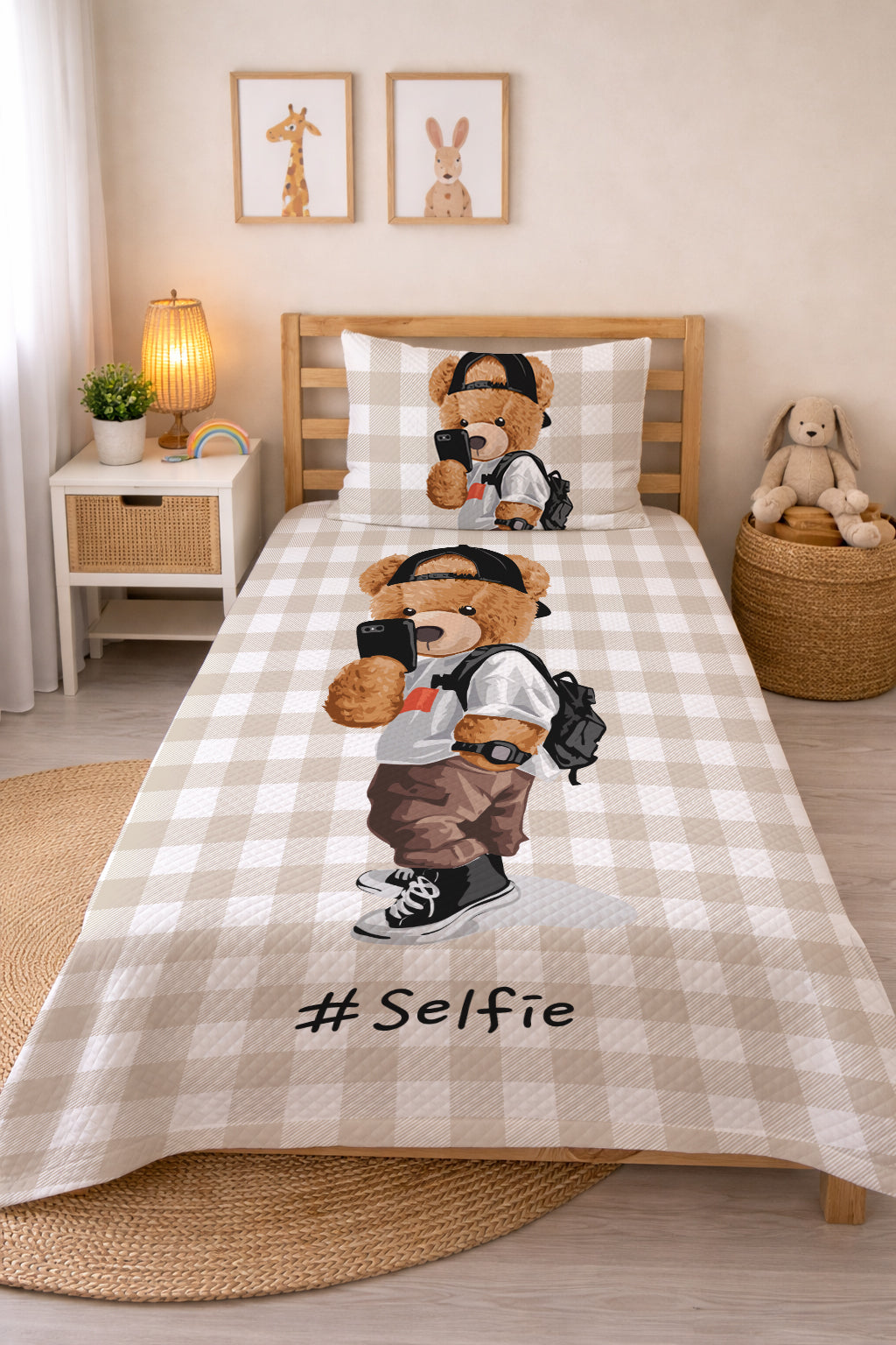 Evmila Selfie Ayıcık Desenli Pike