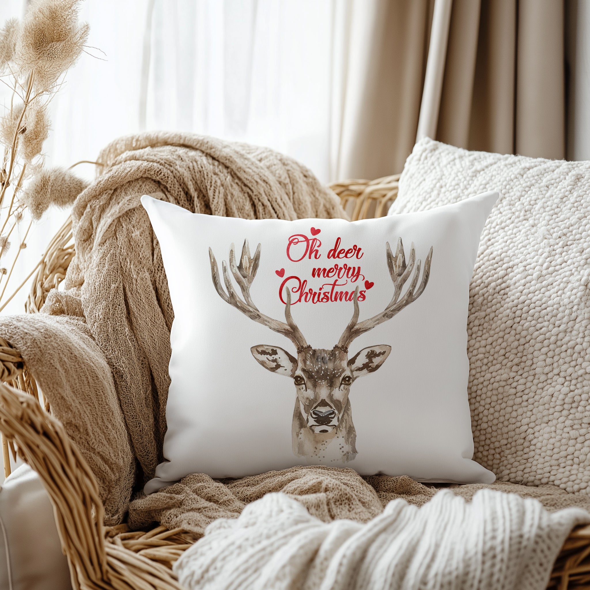 Evmila Yeni Yıl Desenli Kırlent Kılıfı