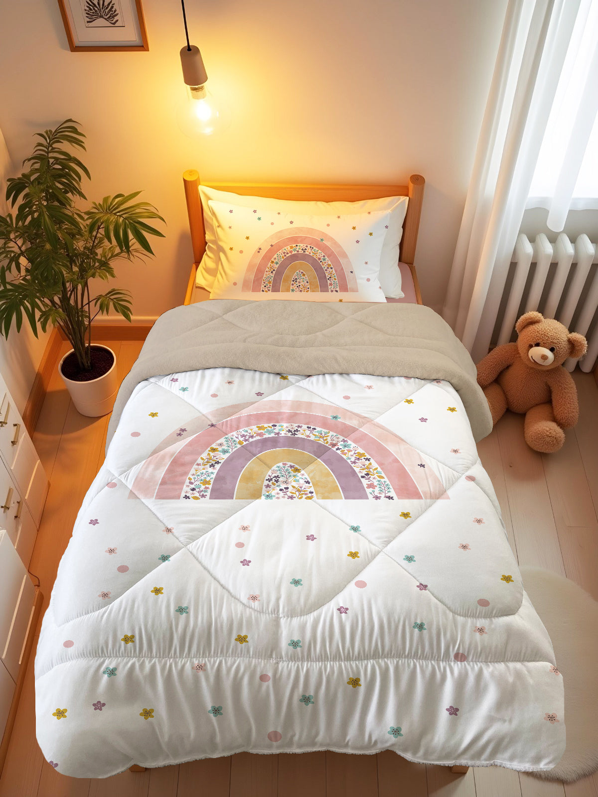 Evmila Cars and Road Patterned Plush Sleeping Set (Gray Plush)